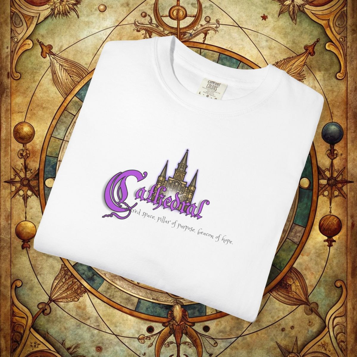 Cathedral symbol Comfort Colors t-shirt, Garment-Dyed, 100% ring spun cotton Unisex tee, Relaxed Casual fit, Unique New Orleans gift ideas