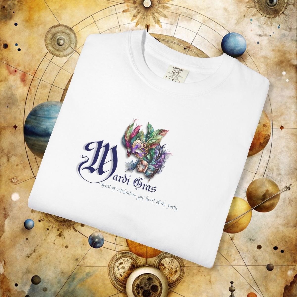 MARDI GRAS symbol- Comfort Colors, Garment Dyed, 100% ring-spun cotton Unisex tee, Casual Wear, New Orleans gift ideas