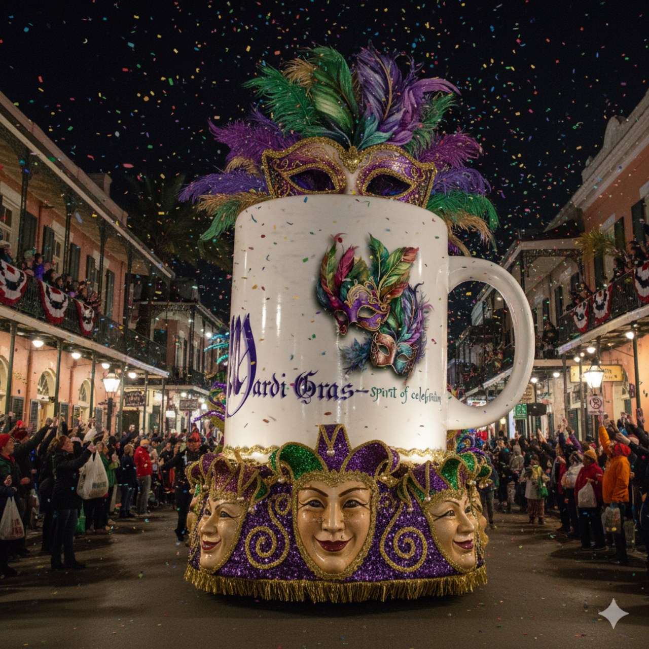 ZEAUXDIAC Mardi Gras Mug | Celestial Astrology &amp; New Orleans Art Coffee cup, gift ideas for New Orleans lovers and Carnival enthusiasts