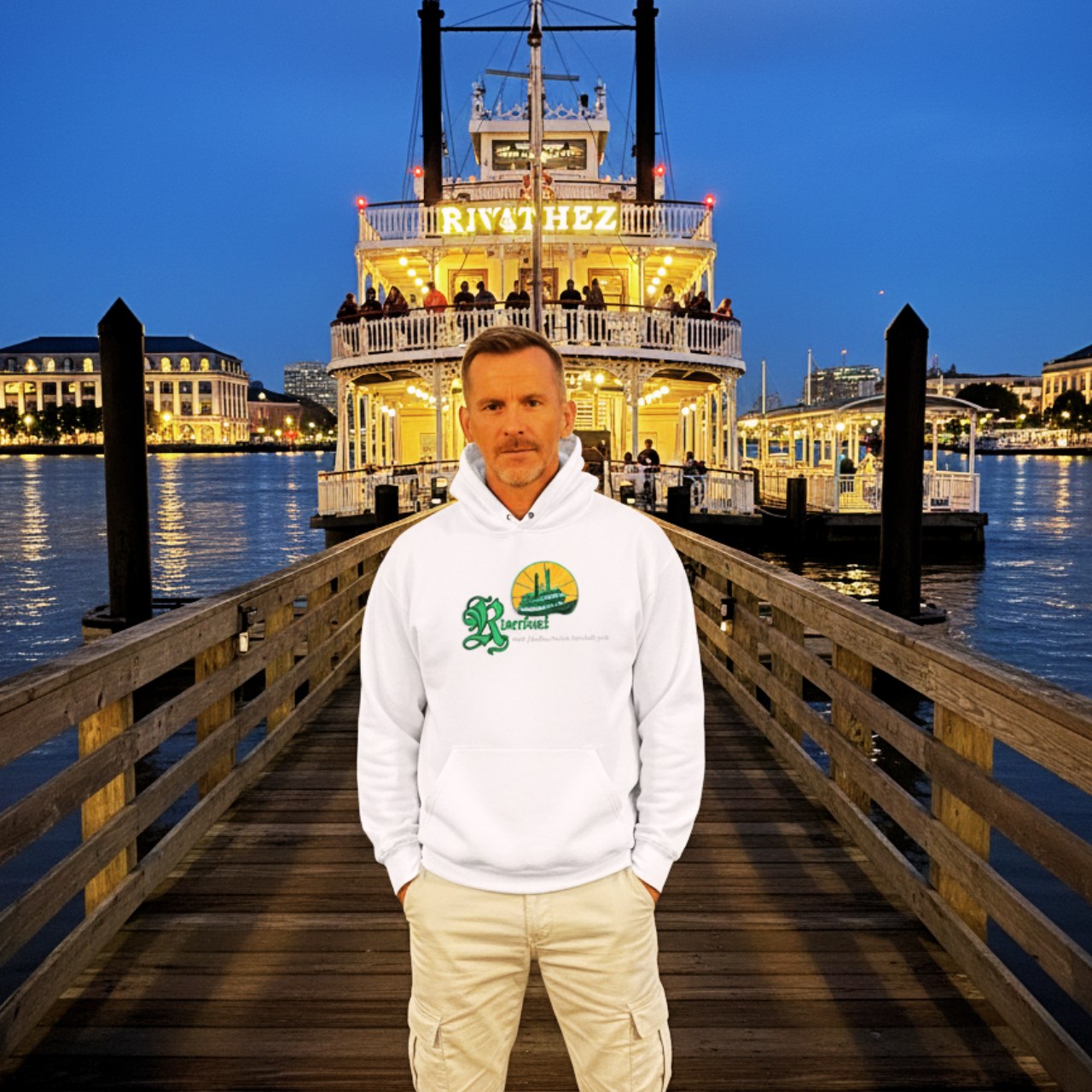 ZEAUXDIAC Riverboat Hoodie | Mystical New Orleans Astrology Sweatshirt, Unisex Celestial Streetwear, perfect gift idea for the cosmically inclined and New Orleans enthusiast alike
