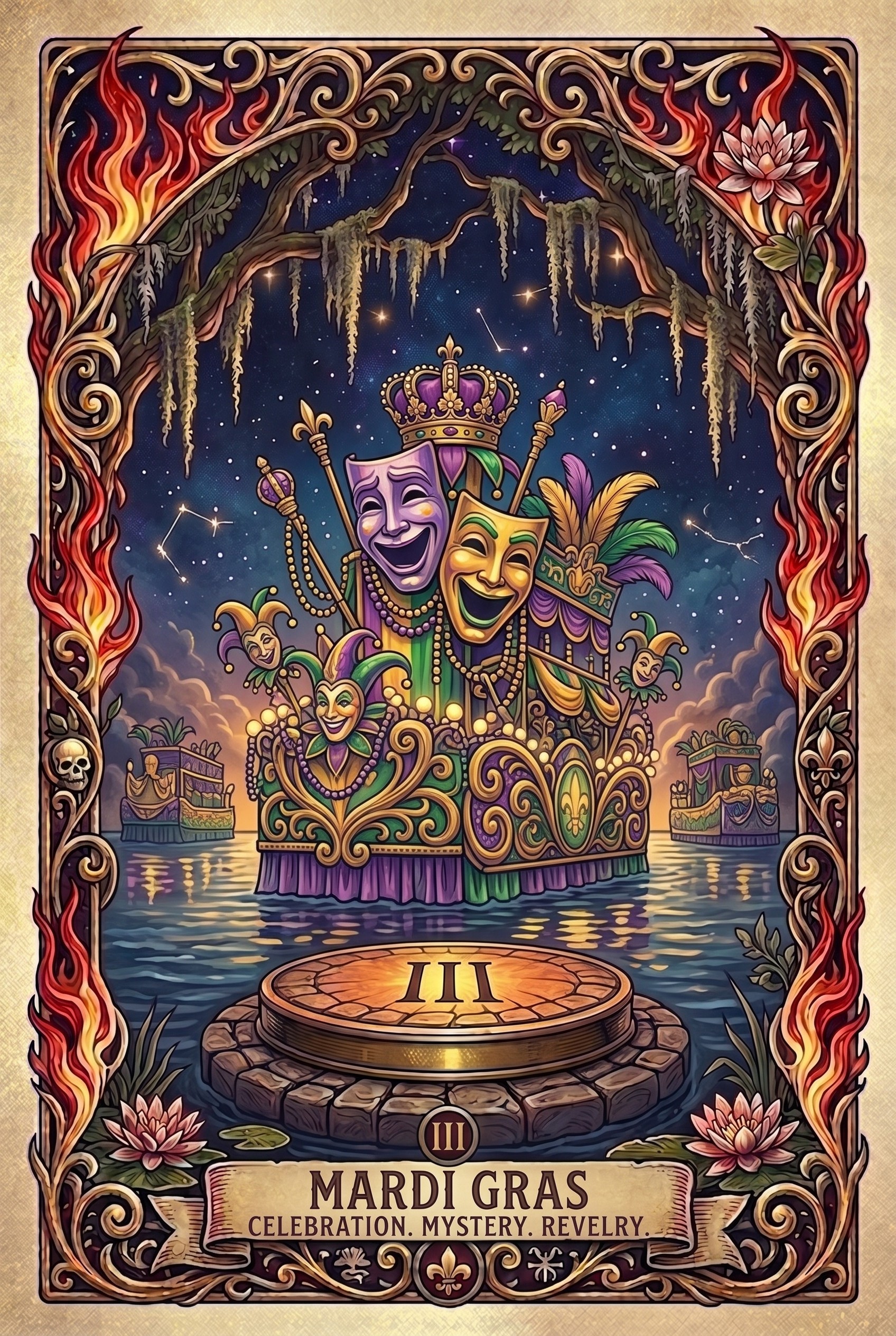 Mardi Gras Zeauxdiac sign artwork