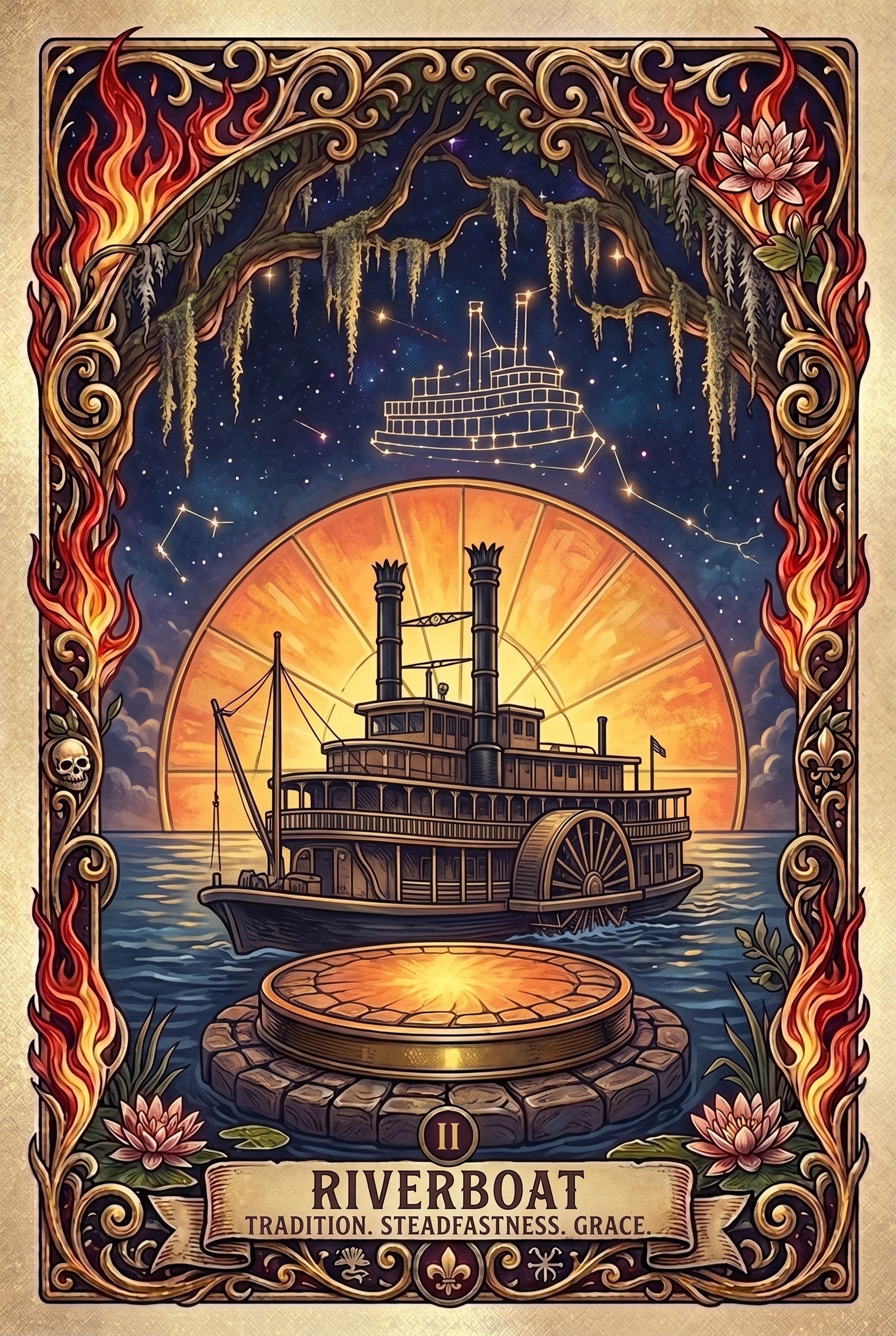 Riverboat Zeauxdiac sign artwork