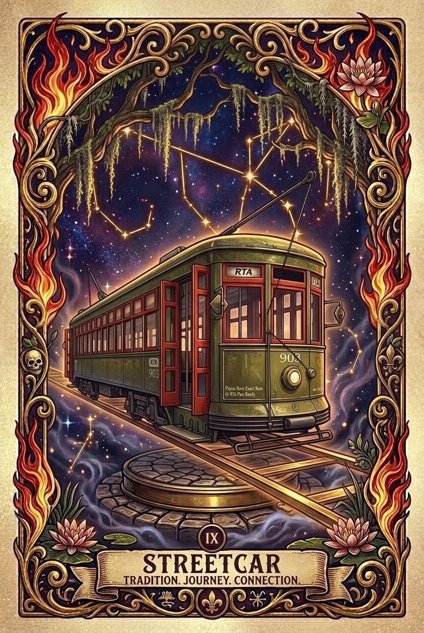 Streetcar Zeauxdiac sign artwork