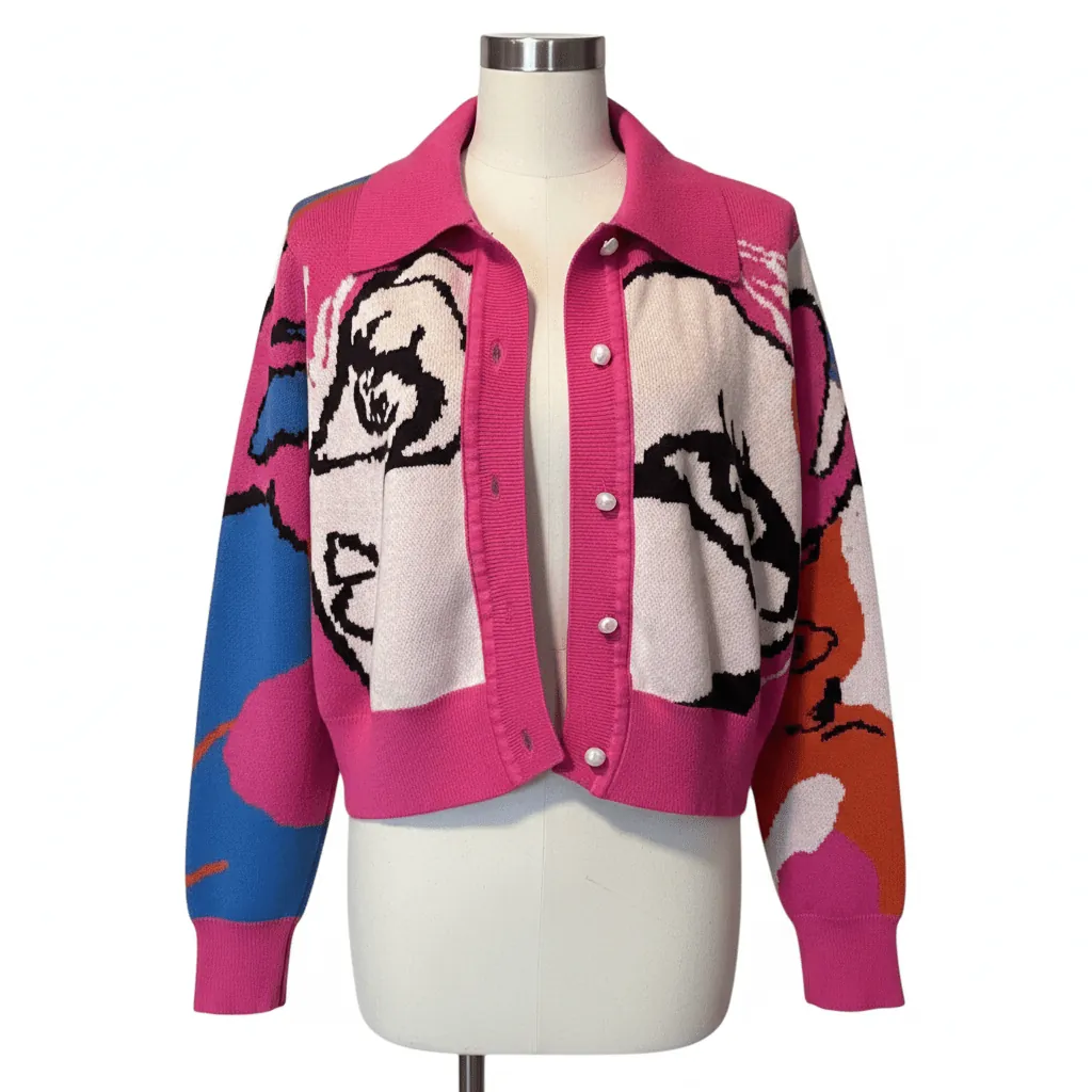 Abstract Face Cardigan from Strut & Style