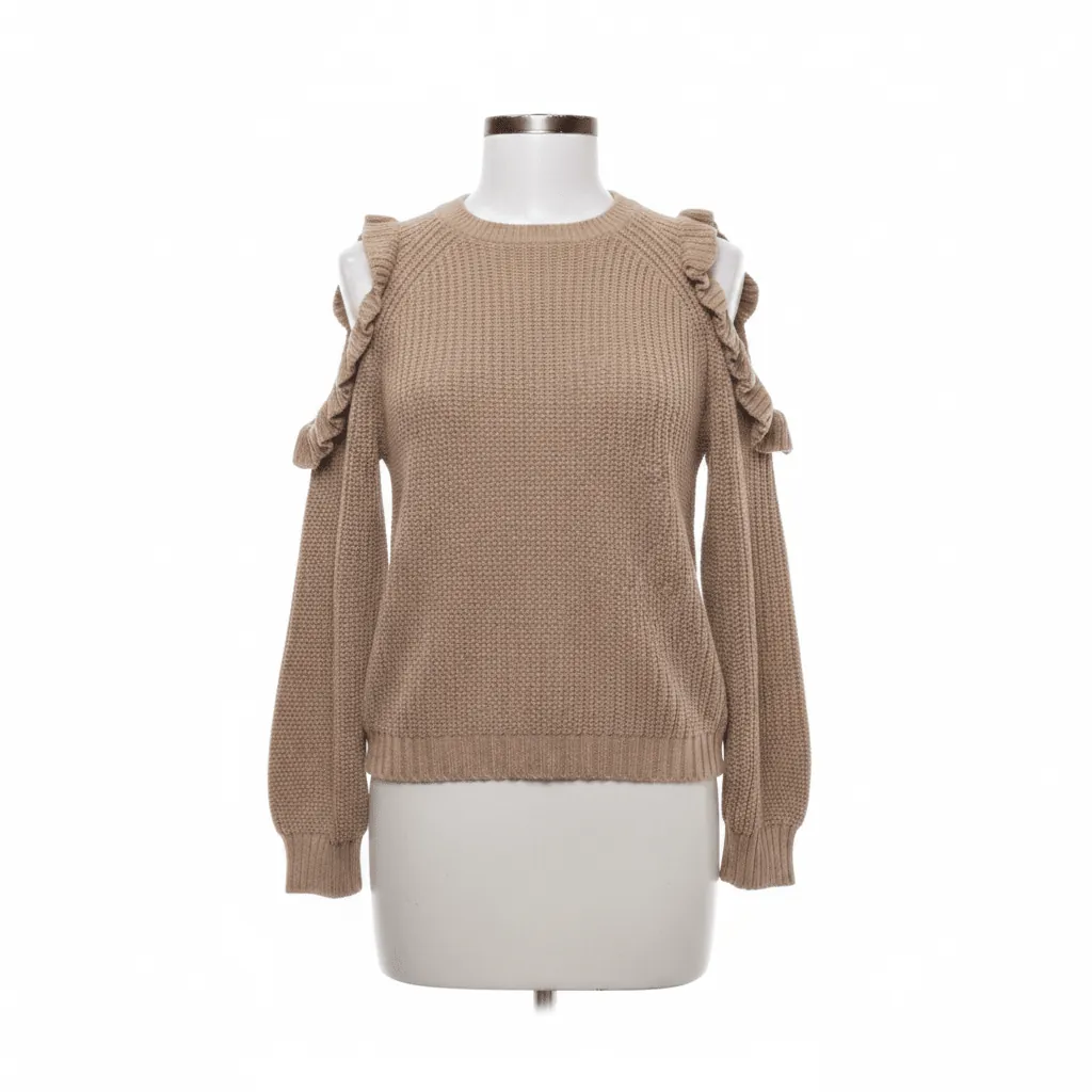 Tan Lightweight Knit Sweater by Ambiance Apparel