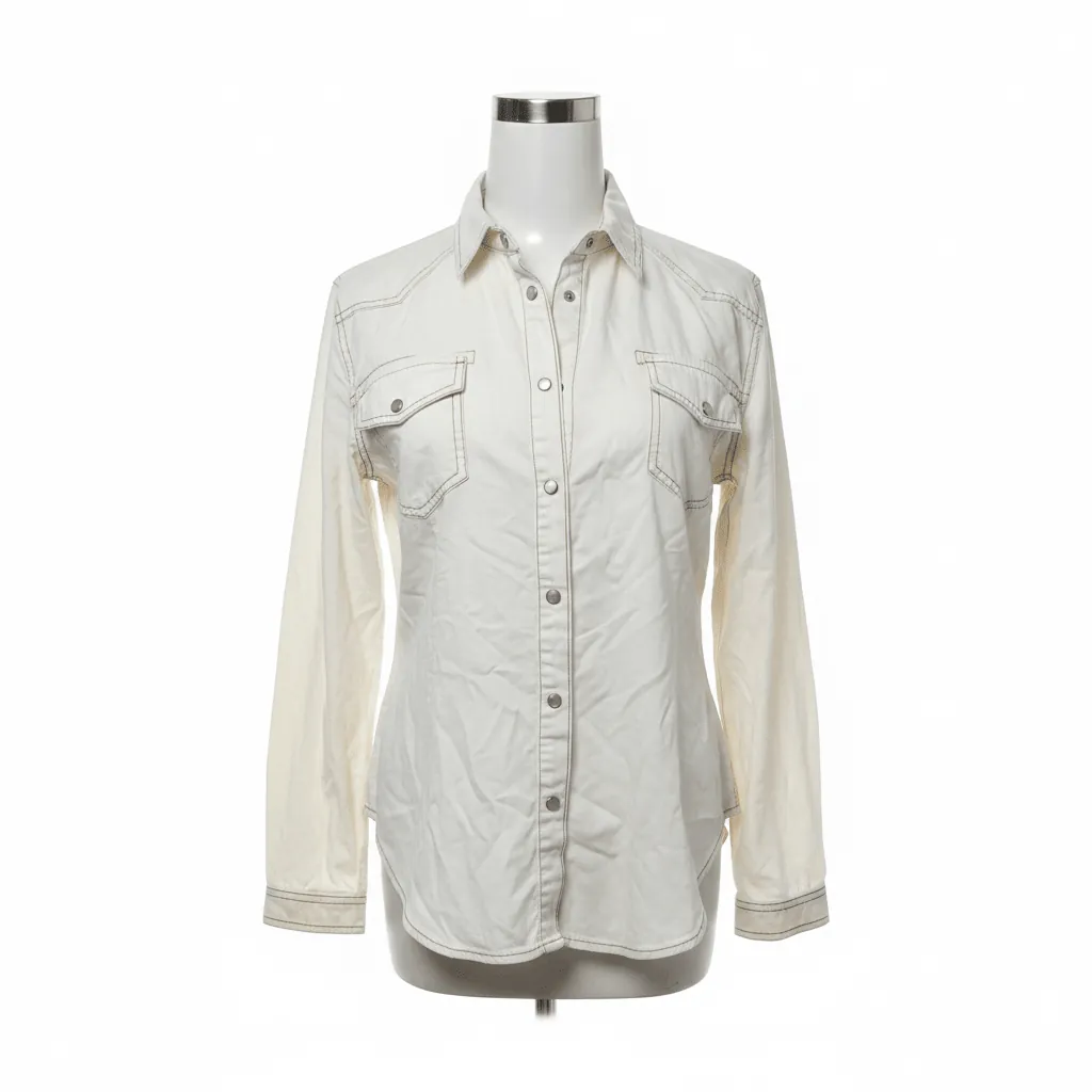 White Denim Western Shirt Jacket by Unknown