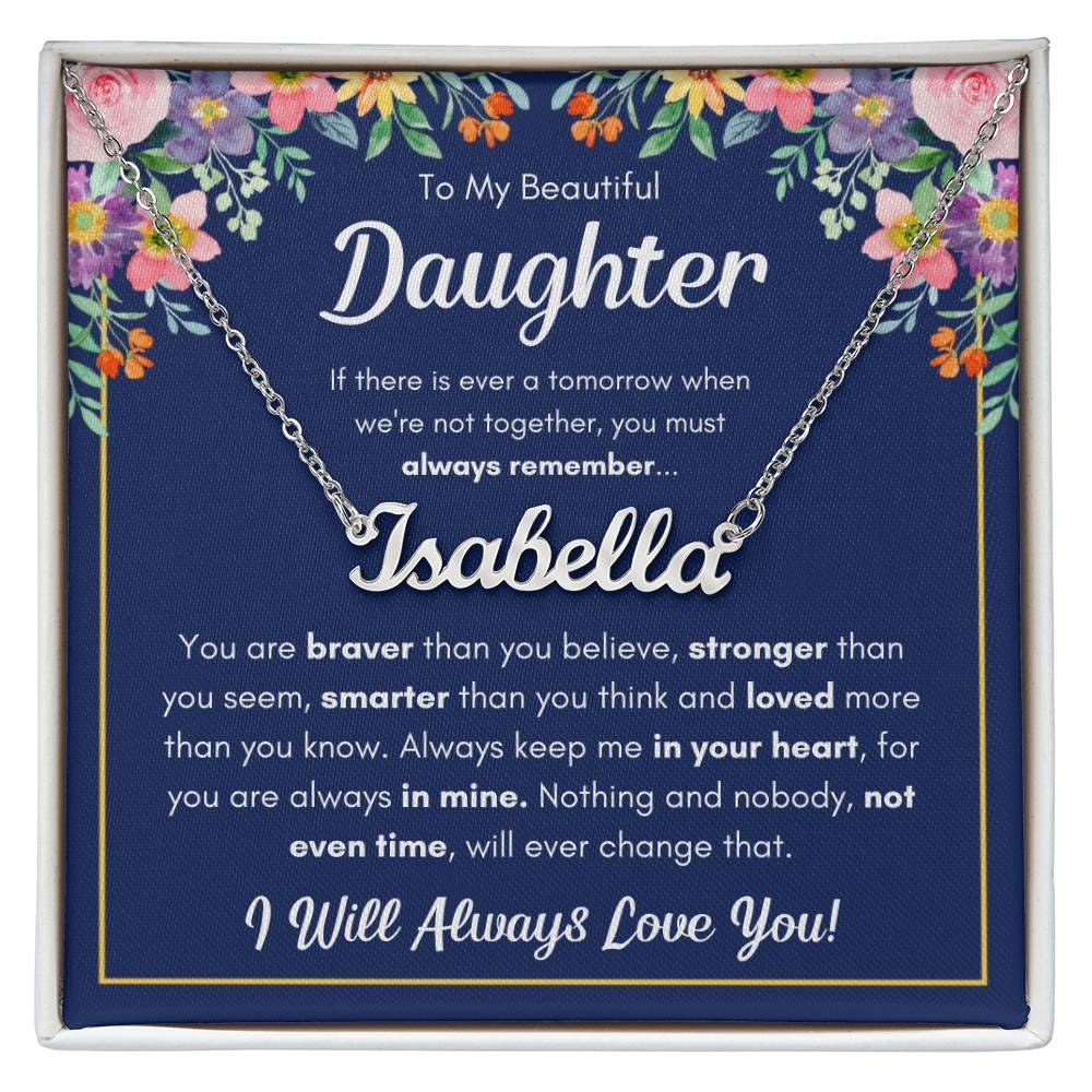 Personalized name necklace gift for a daughter