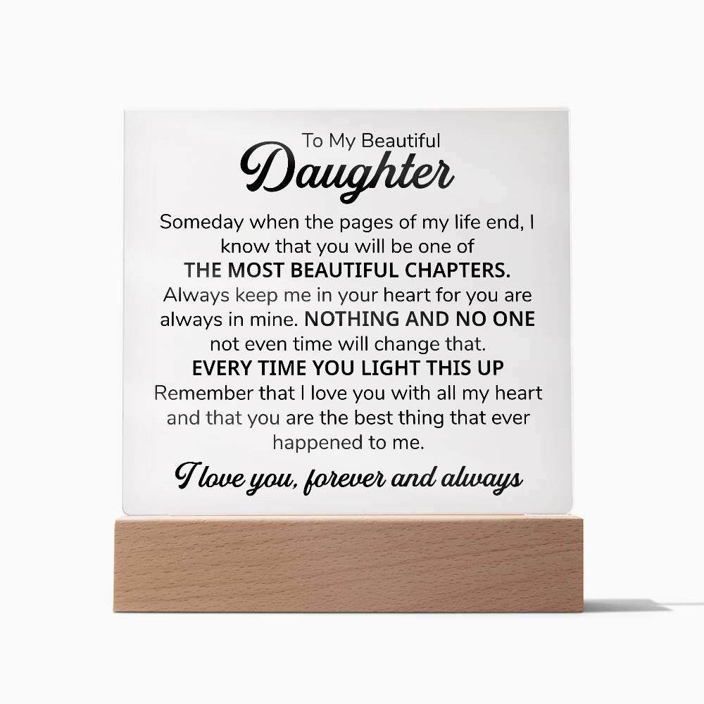 Acrylic daughter keepsake plaque with an encouraging message