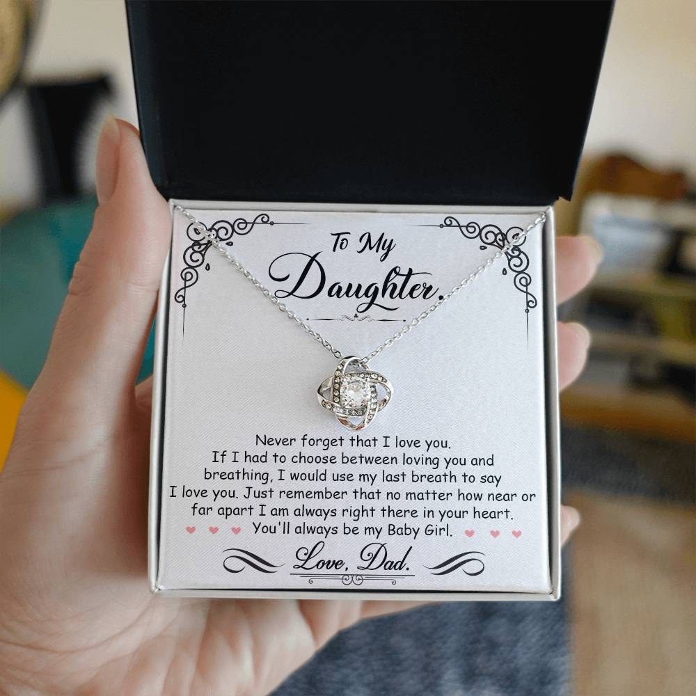 Daughter keepsake necklace with a loving message from Mom