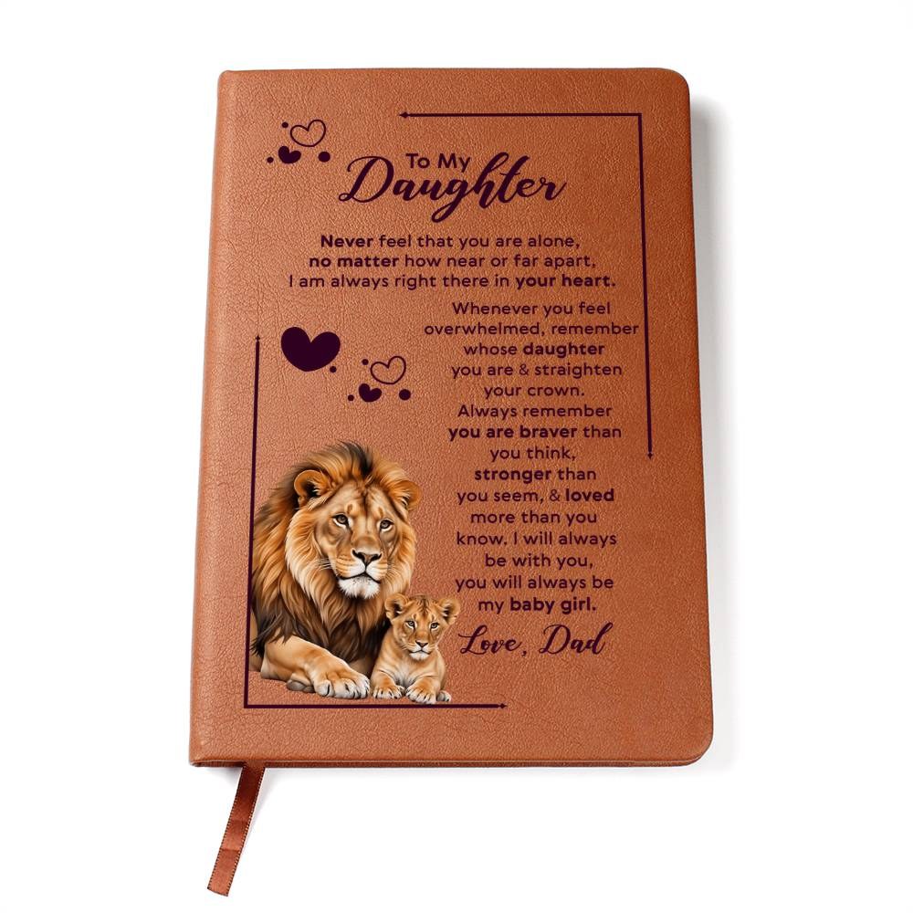 Leather journal gift with an encouraging message for a daughter