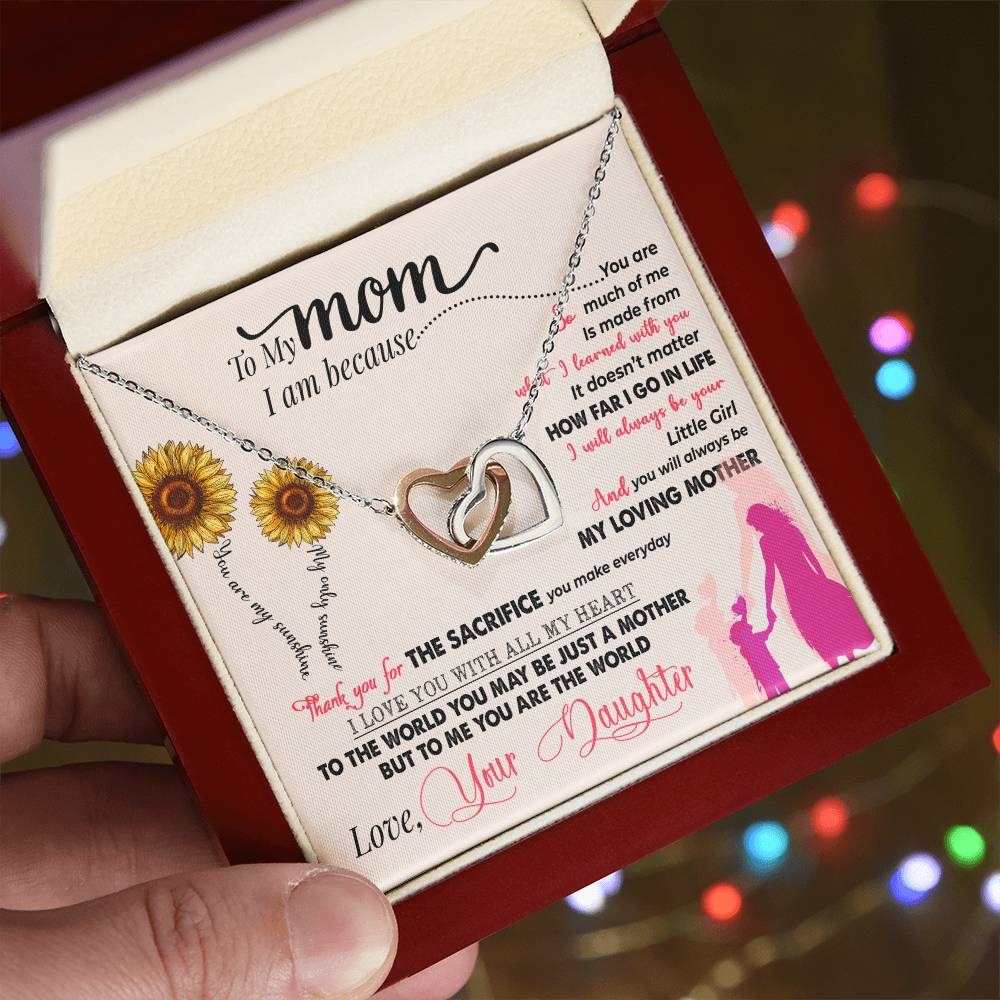 Interlocking hearts necklace gift for Mom