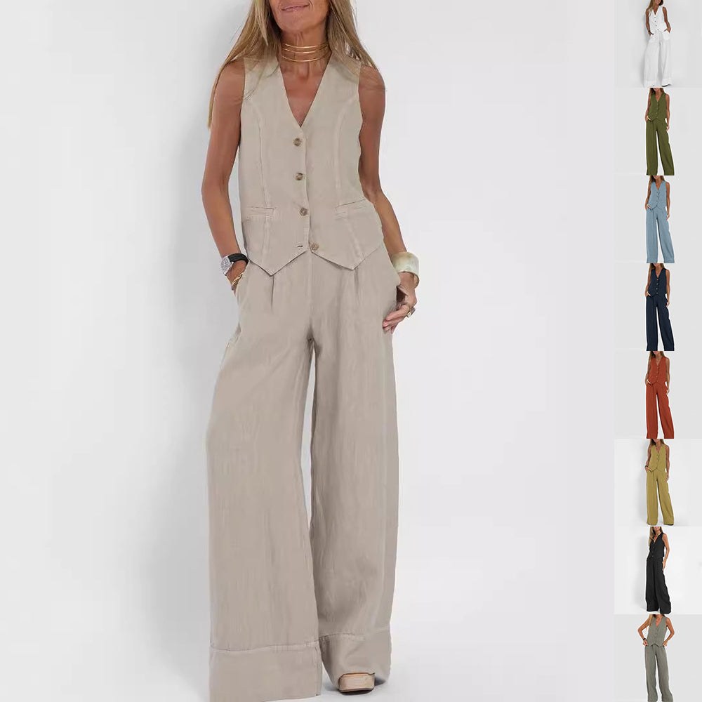 Sleeveless vest and trouser set for a polished work outfit
