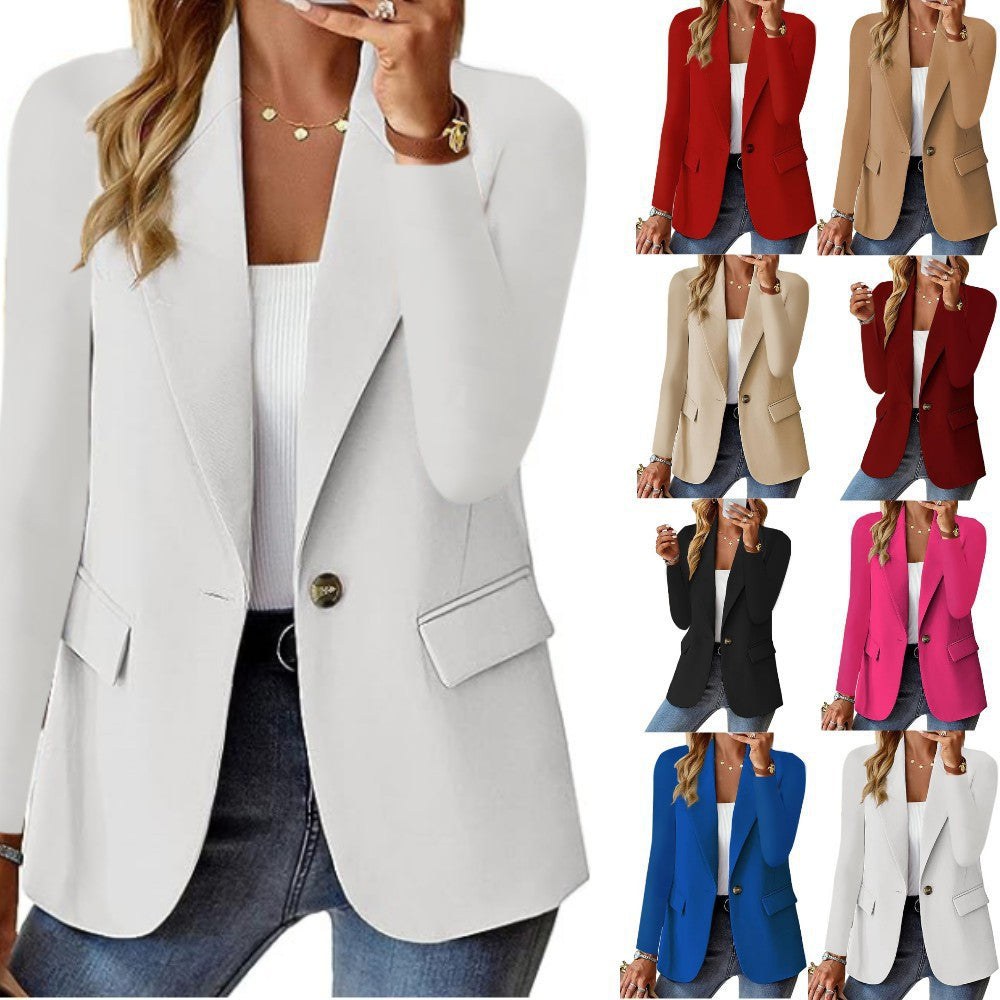 Lapel jacket layered over a simple work outfit