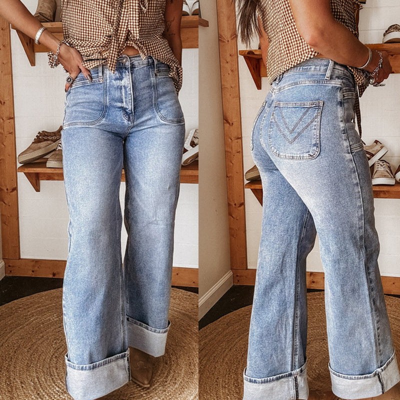 Commuter-ready stretch washed denim jeans