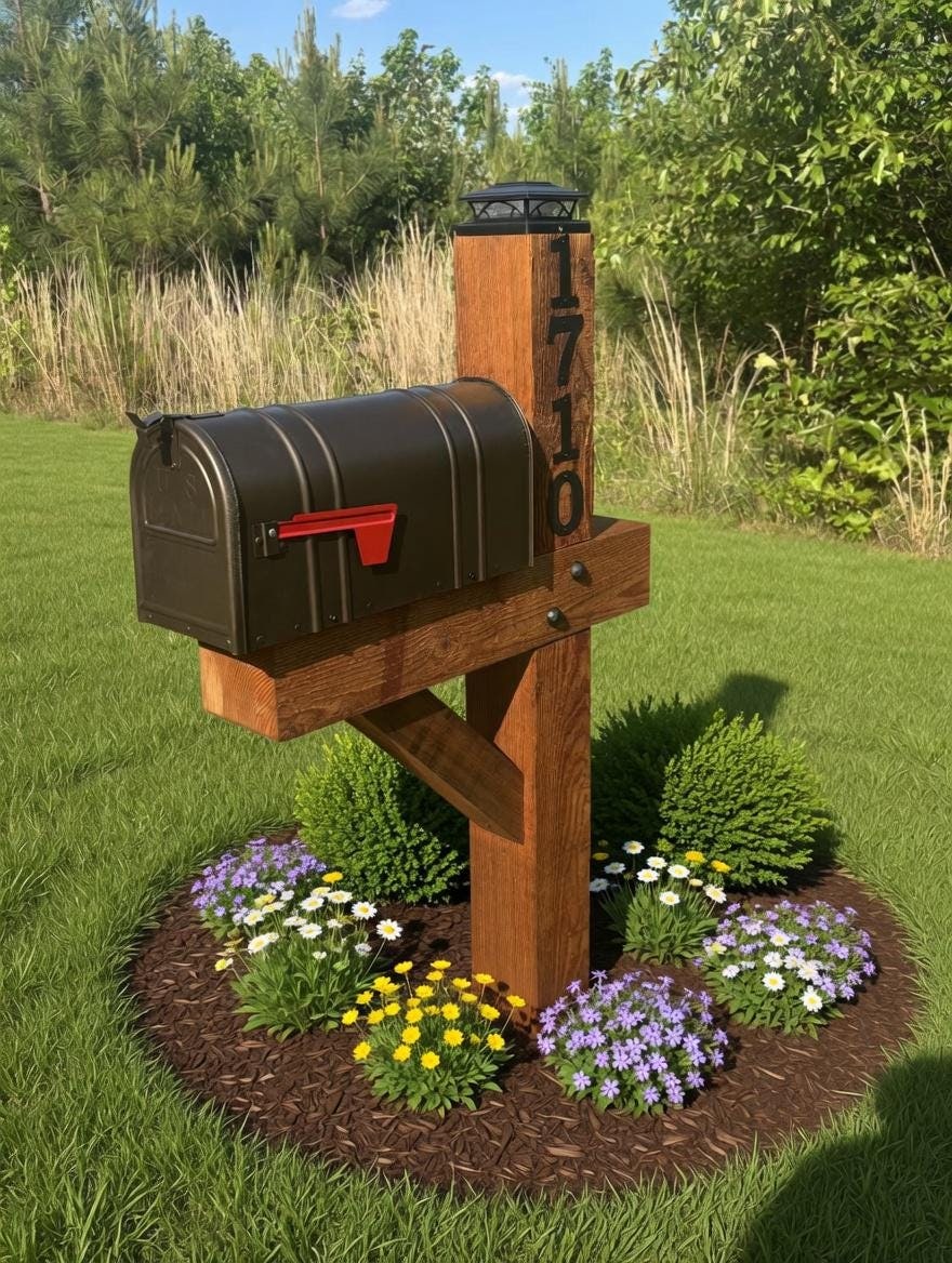 Farmhouse Cedar Mailbox Post: Modern Rustic 6x6 Wood Post, view 7