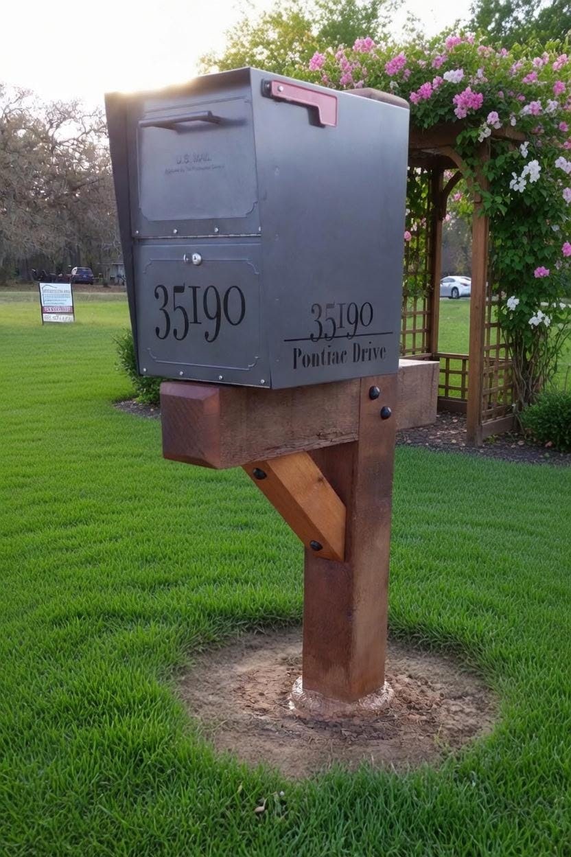 Farmhouse Cedar Mailbox Post: Modern Rustic 6x6 Wood Post, view 8