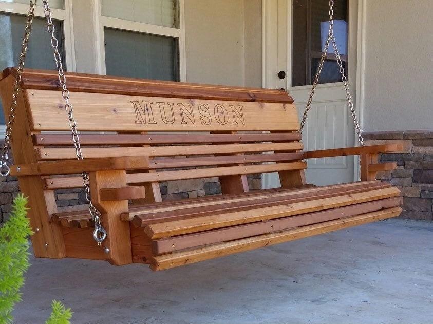 Cedar Porch Swing: 5ft Swing Bench with Beverage Holder