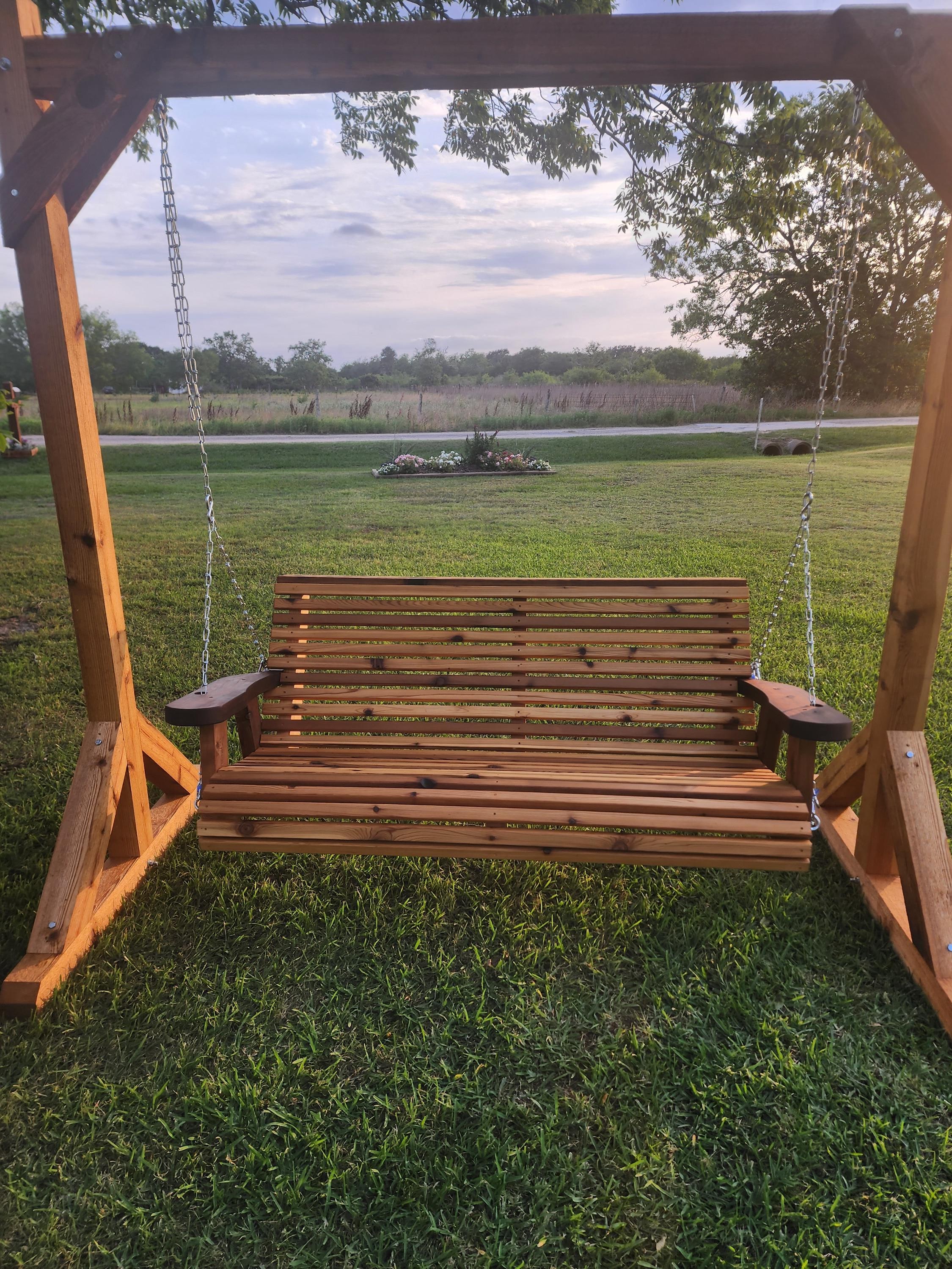 Cedar Porch Swing: 5ft Wooden Outdoor Furniture, view 4