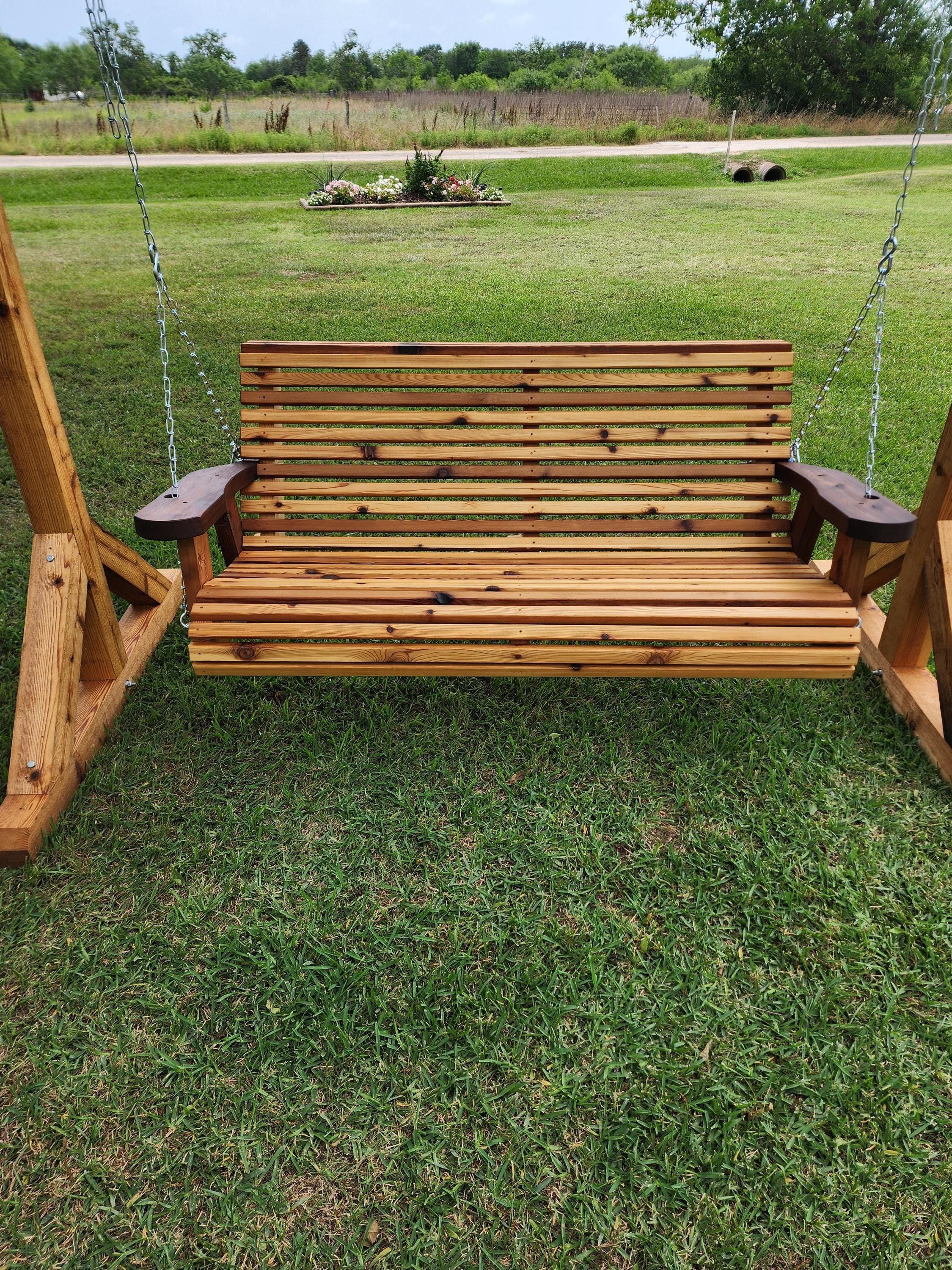 Cedar Porch Swing: 5ft Wooden Outdoor Furniture, view 7