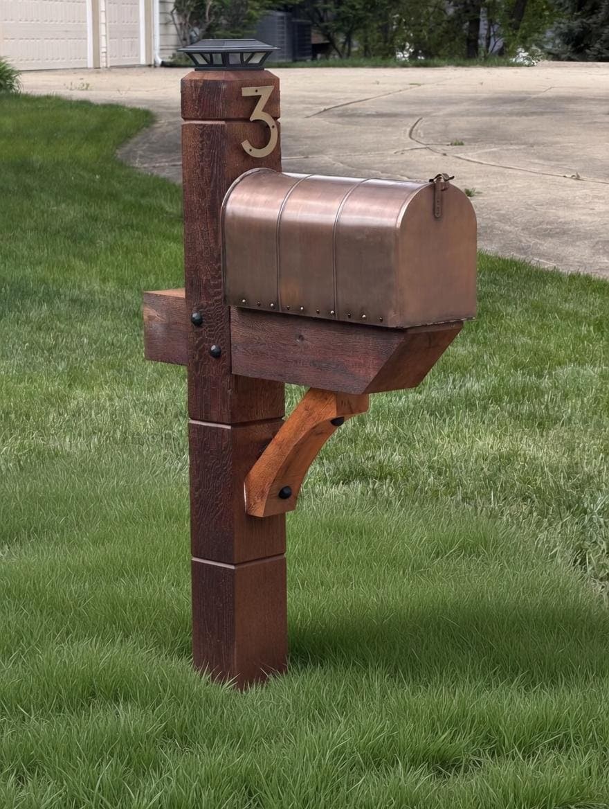 Custom Cedar Mailbox Post: Modern Rustic Outdoor Hardware (6x6) detail 2