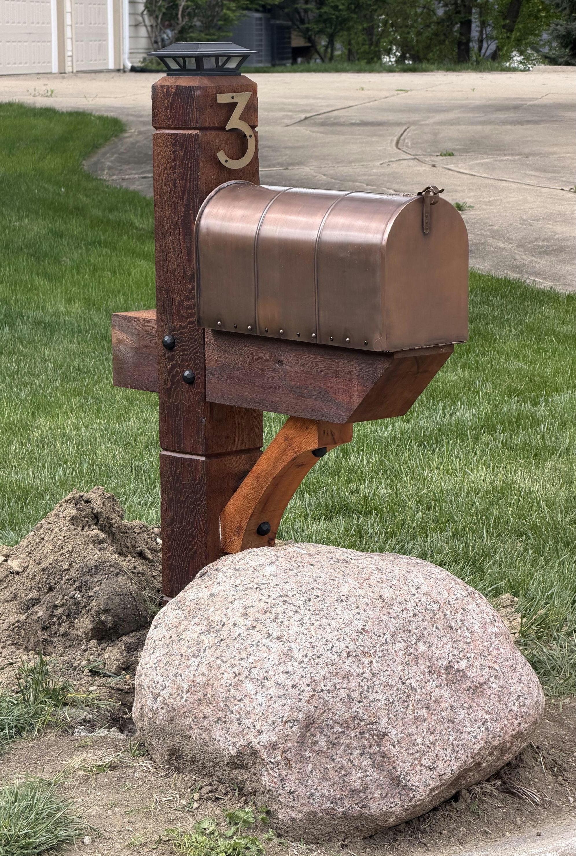 Custom Cedar Mailbox Post: Modern Rustic Outdoor Hardware (6x6), view 4