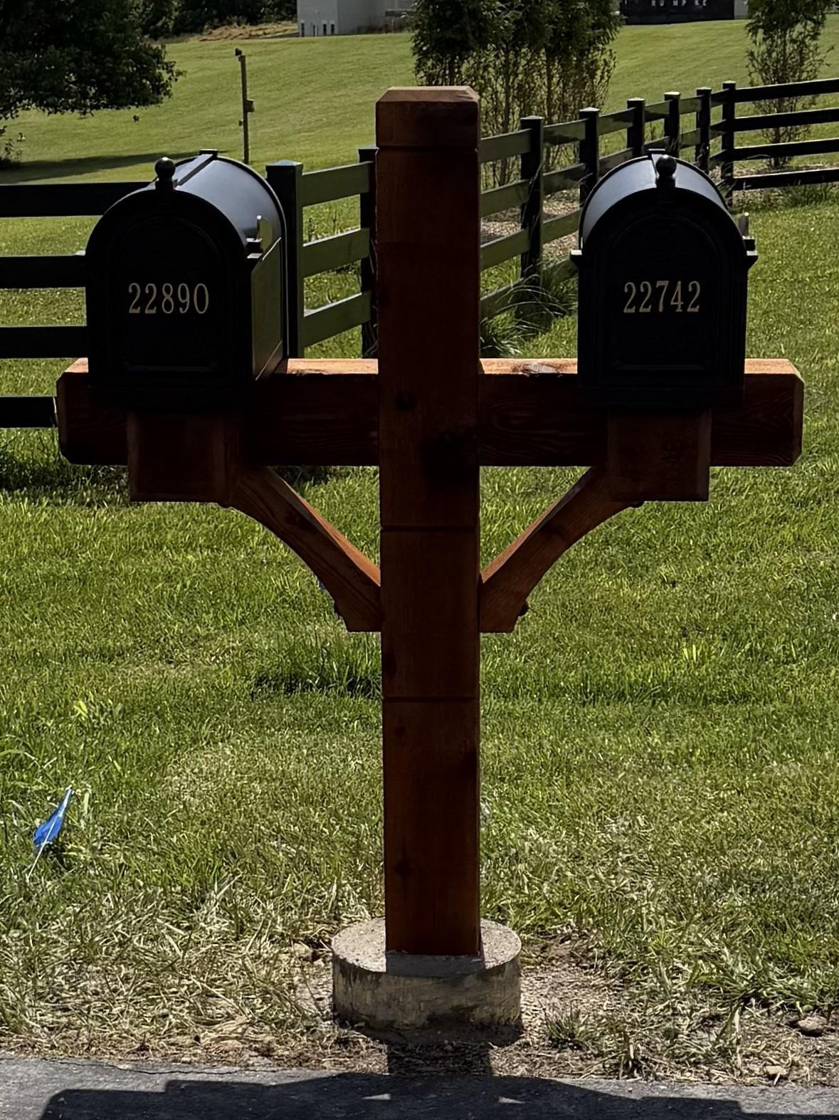 Dual mailbox post, view 3