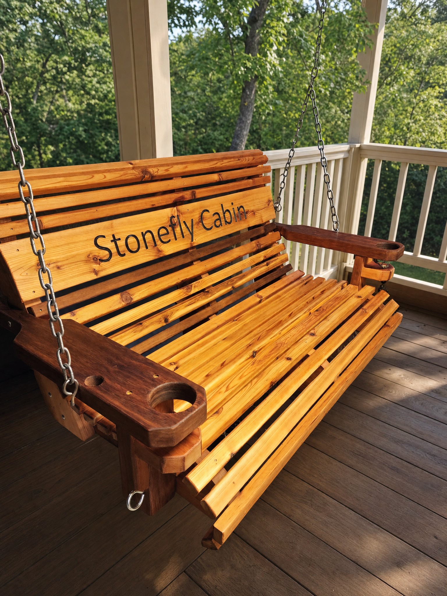 Cedar Porch Swing: Handcrafted Outdoor Seating detail 2