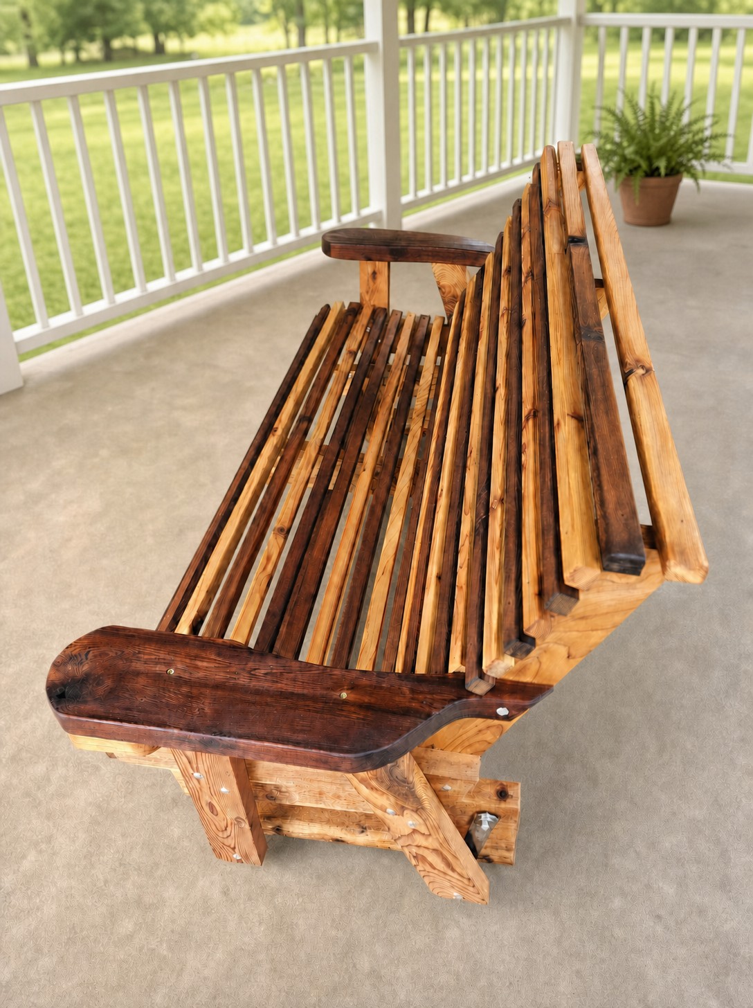 Vintage porch glider with cup holders., view 10