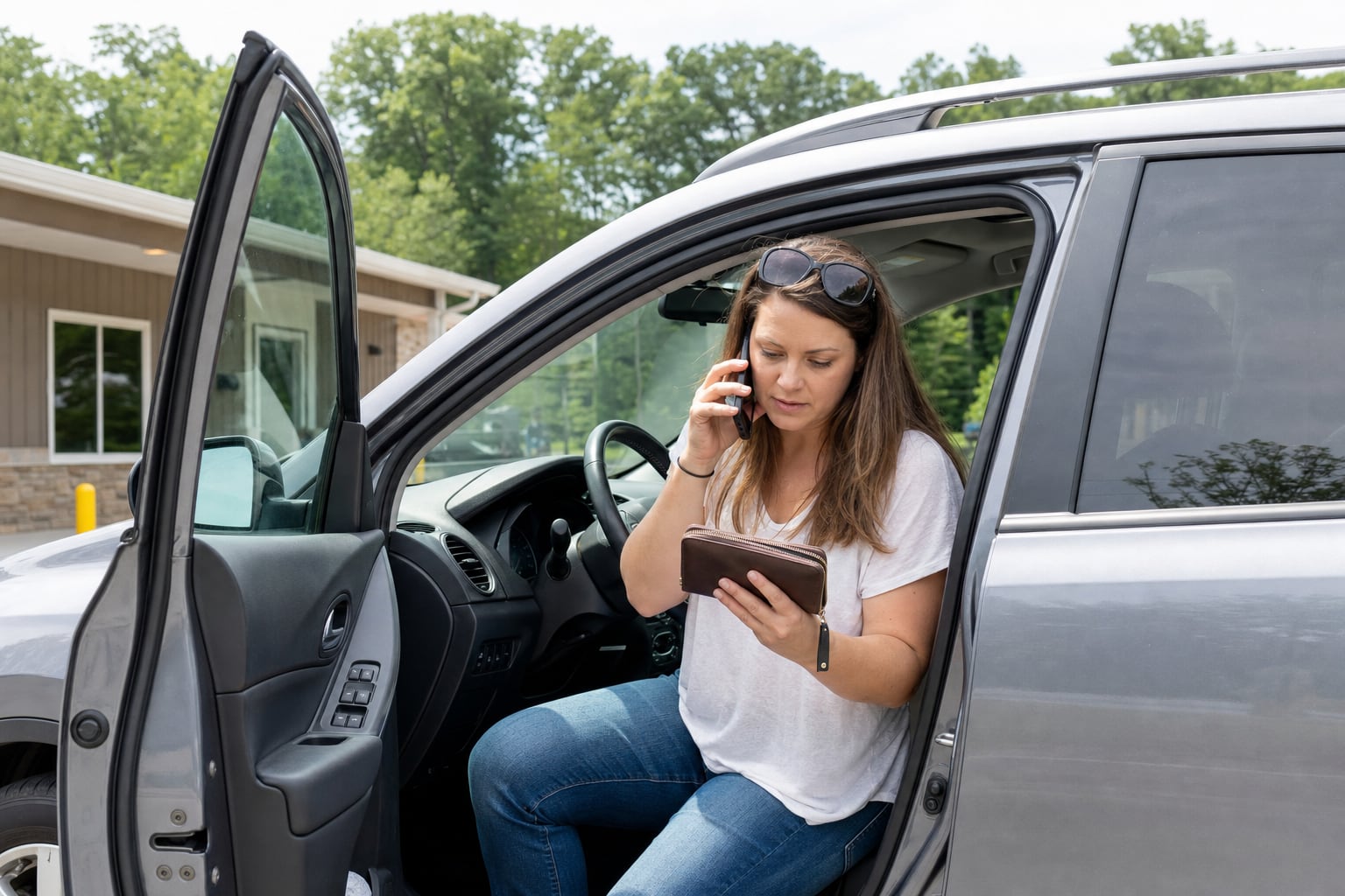 Renter calling about payment details from a compact SUV