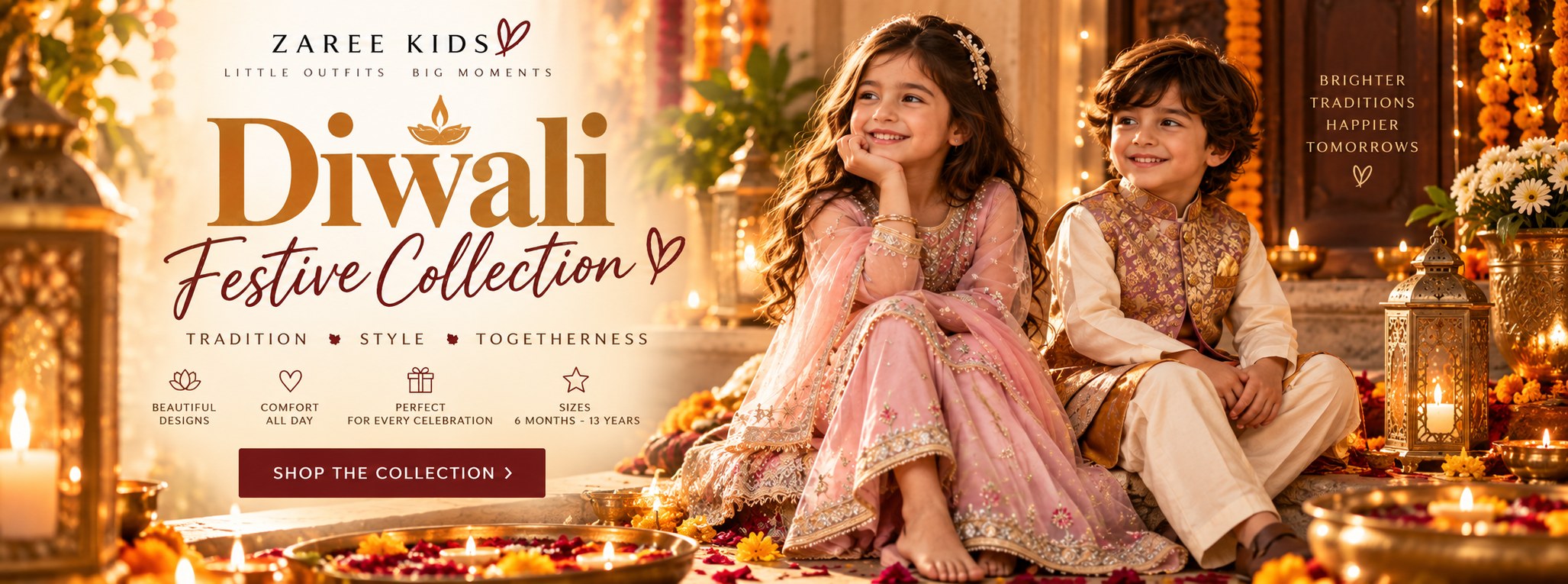 Zaree Kids Diwali Festive Collection featuring children in South Asian celebrationwear