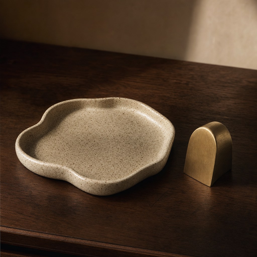 Handmade stoneware catch tray