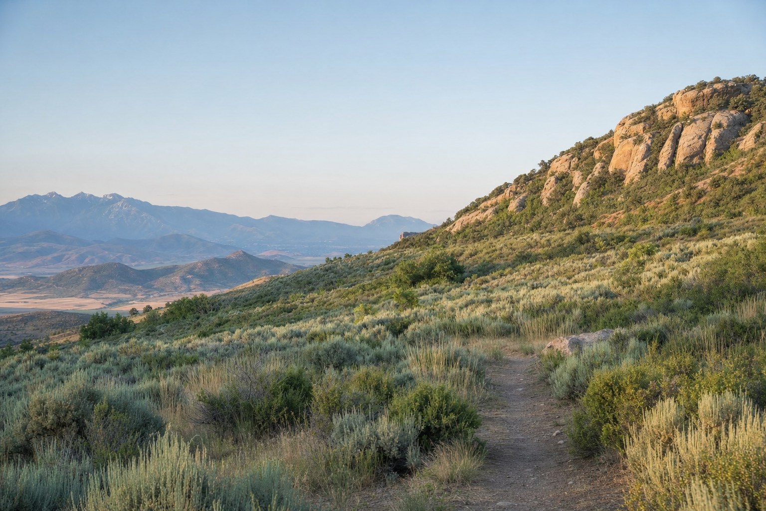 Utah foothill trail at first light