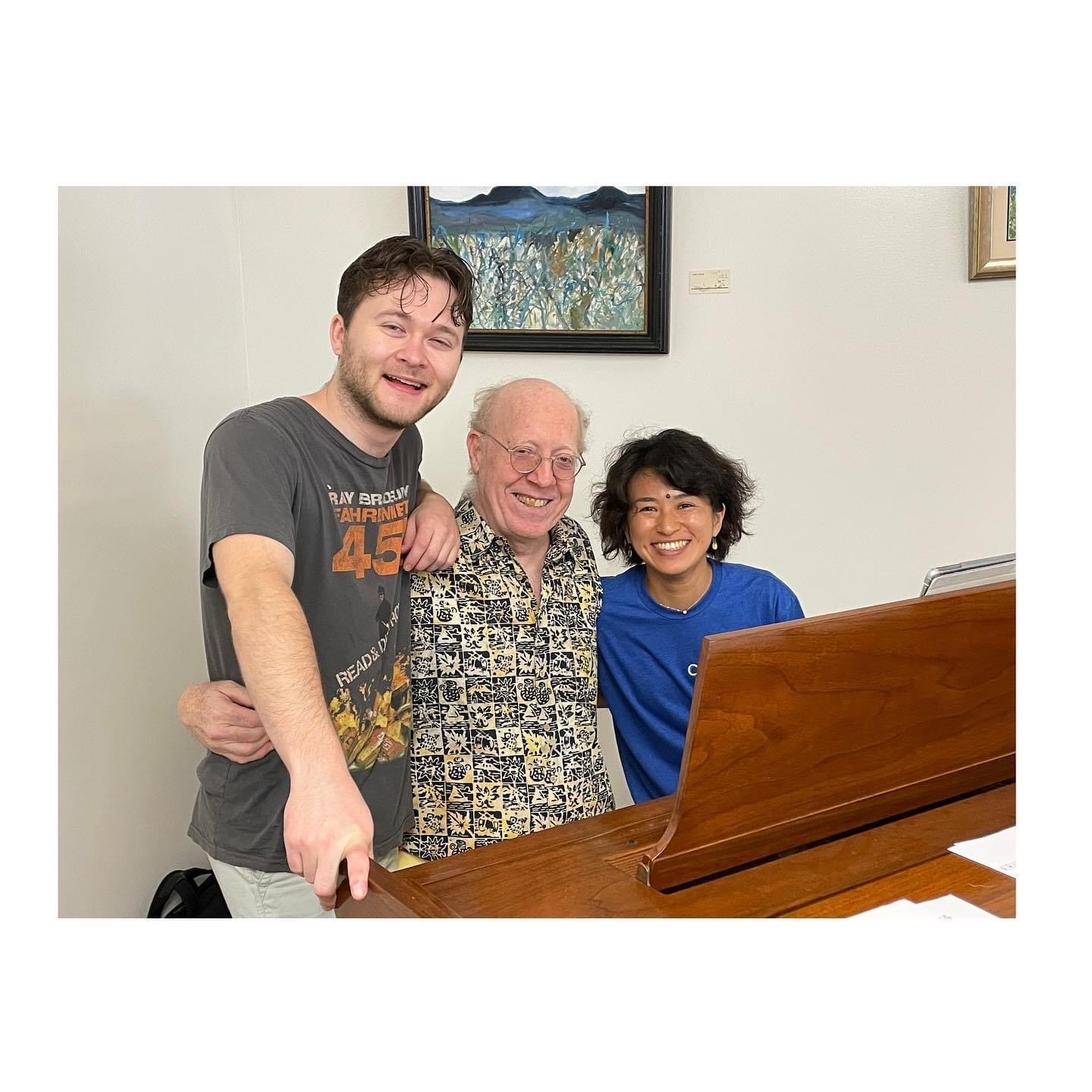 Michael Jefry Stevens with private-study students at the piano
