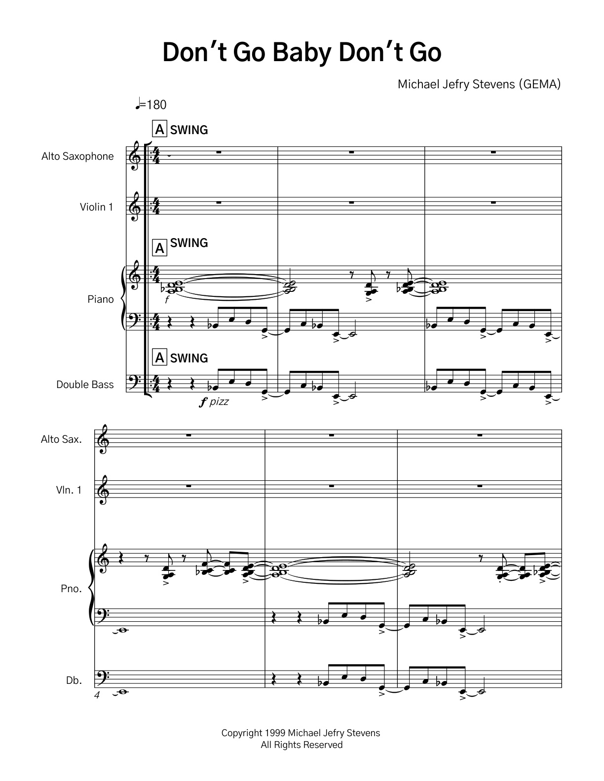 First page sample for Don’t Go Baby, Don’t Go