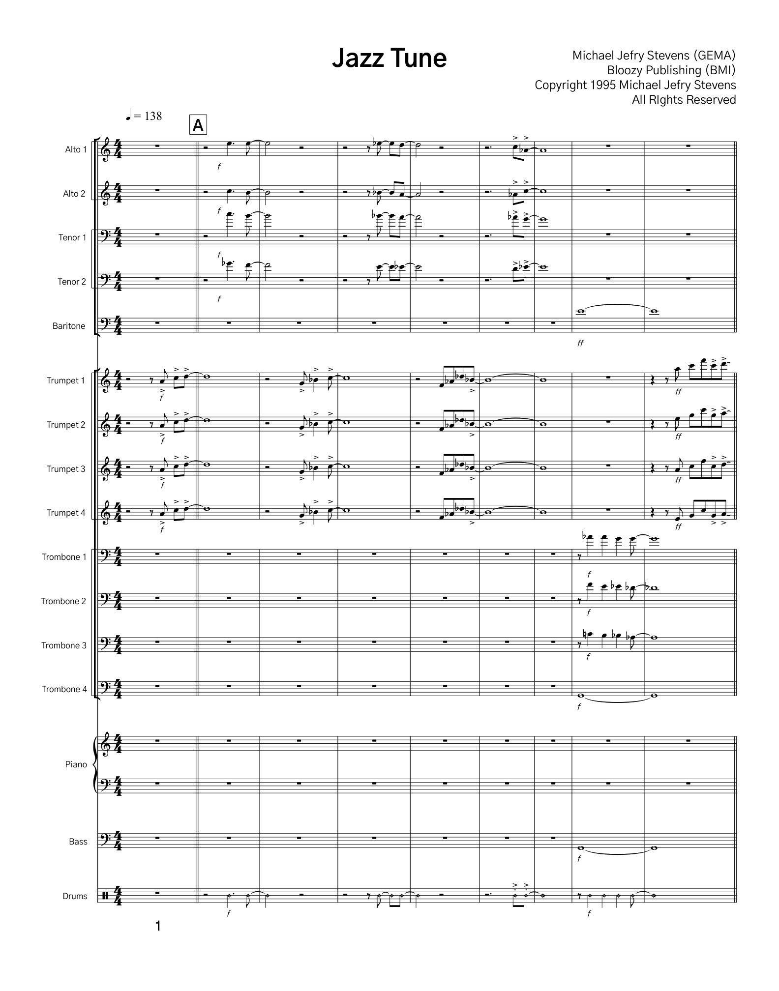 First page sample for Jazz Tune