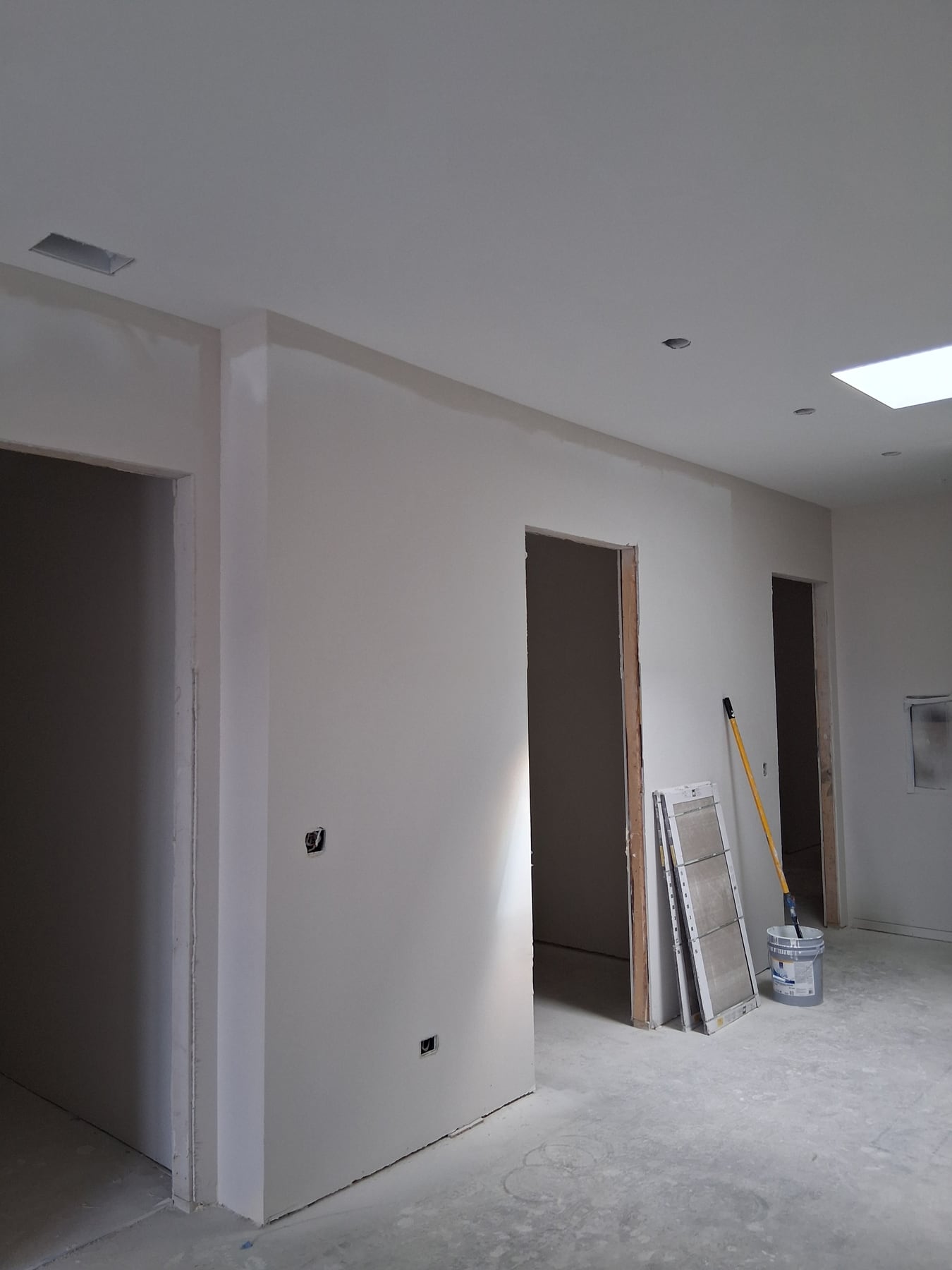 Apartment hallway and room openings during new construction finishing