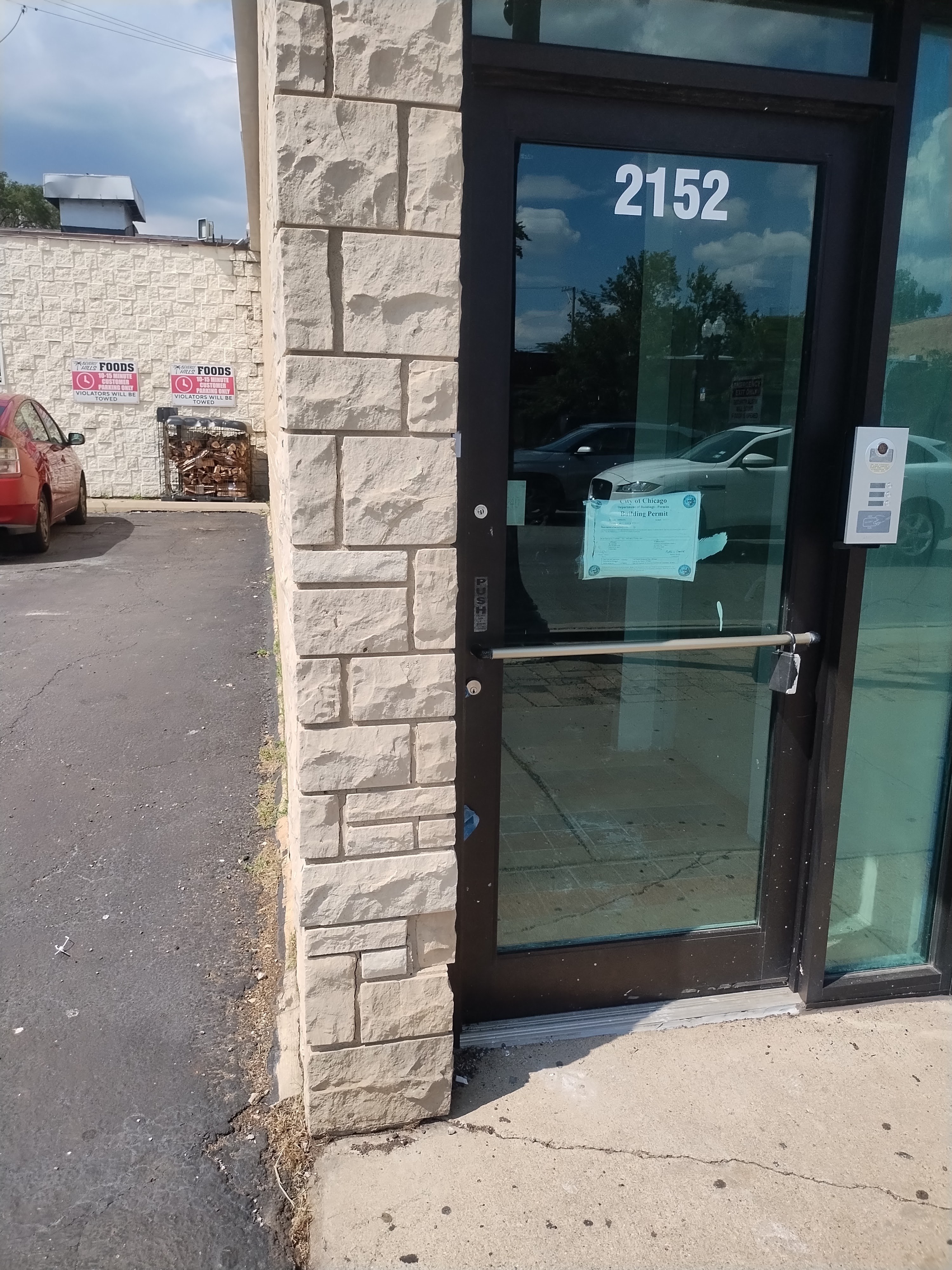 Commercial brick column with careful masking and finish work