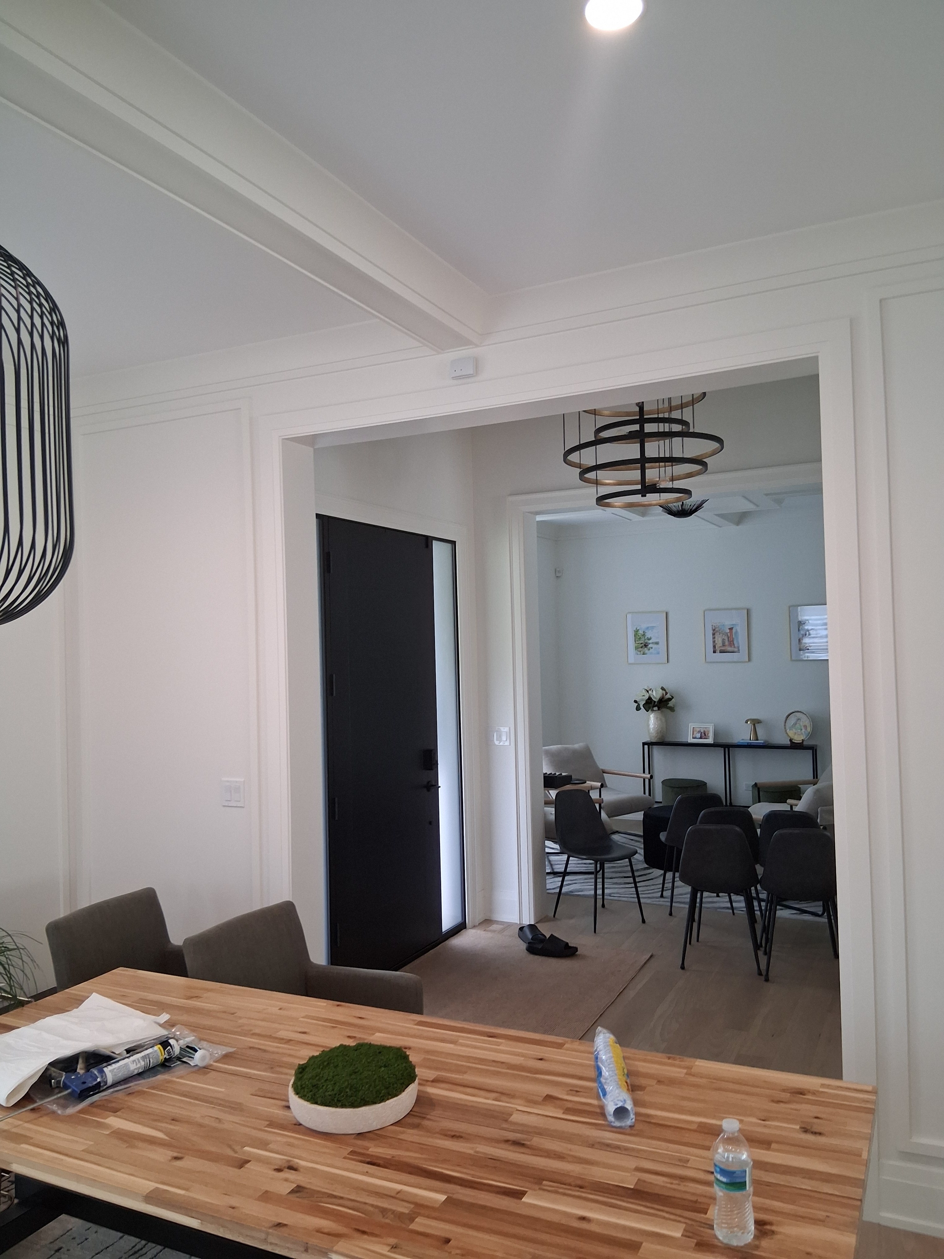 Protected dining room during an interior painting project