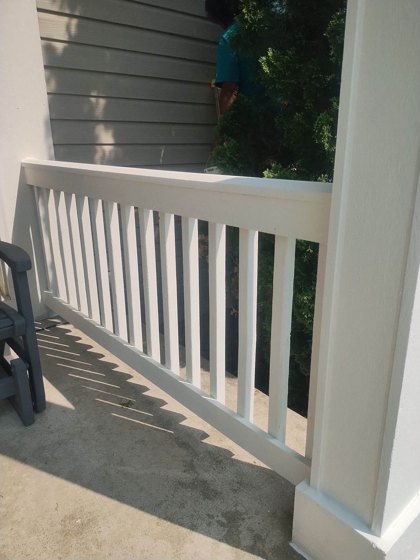 Freshly painted porch railing detail