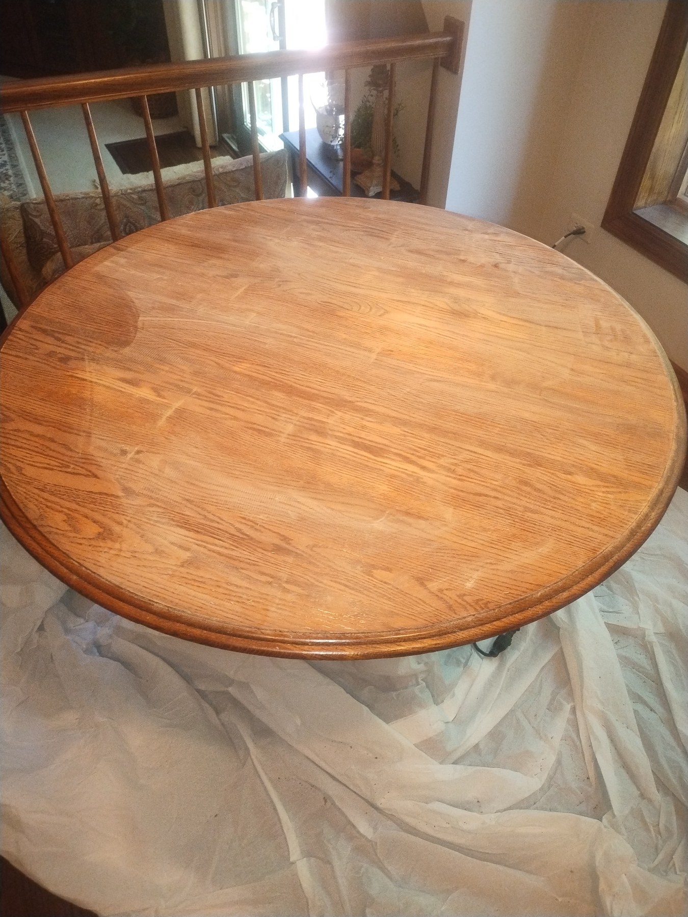 Dining table surface before restoration
