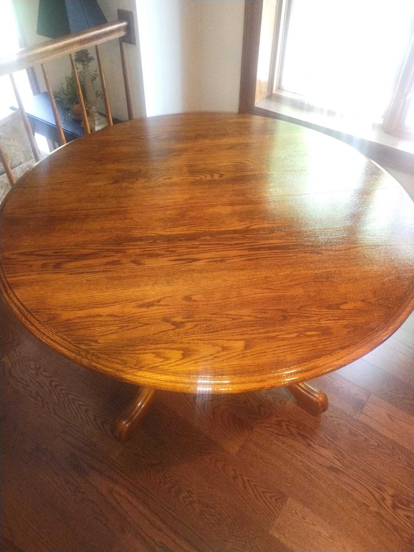 Polished wood dining table