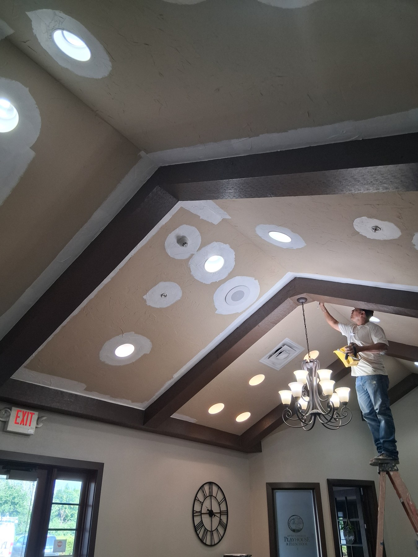 Ceiling detail work in a commercial office