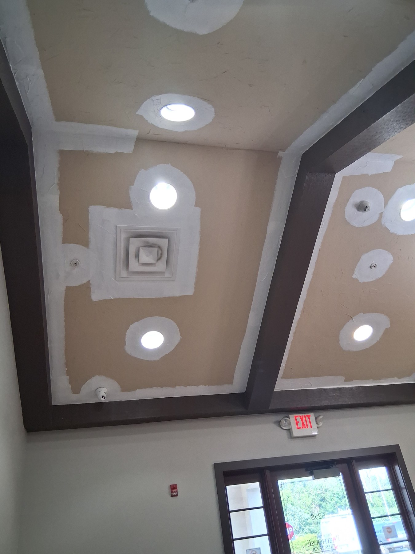Ceiling and recessed lighting detail during preparation