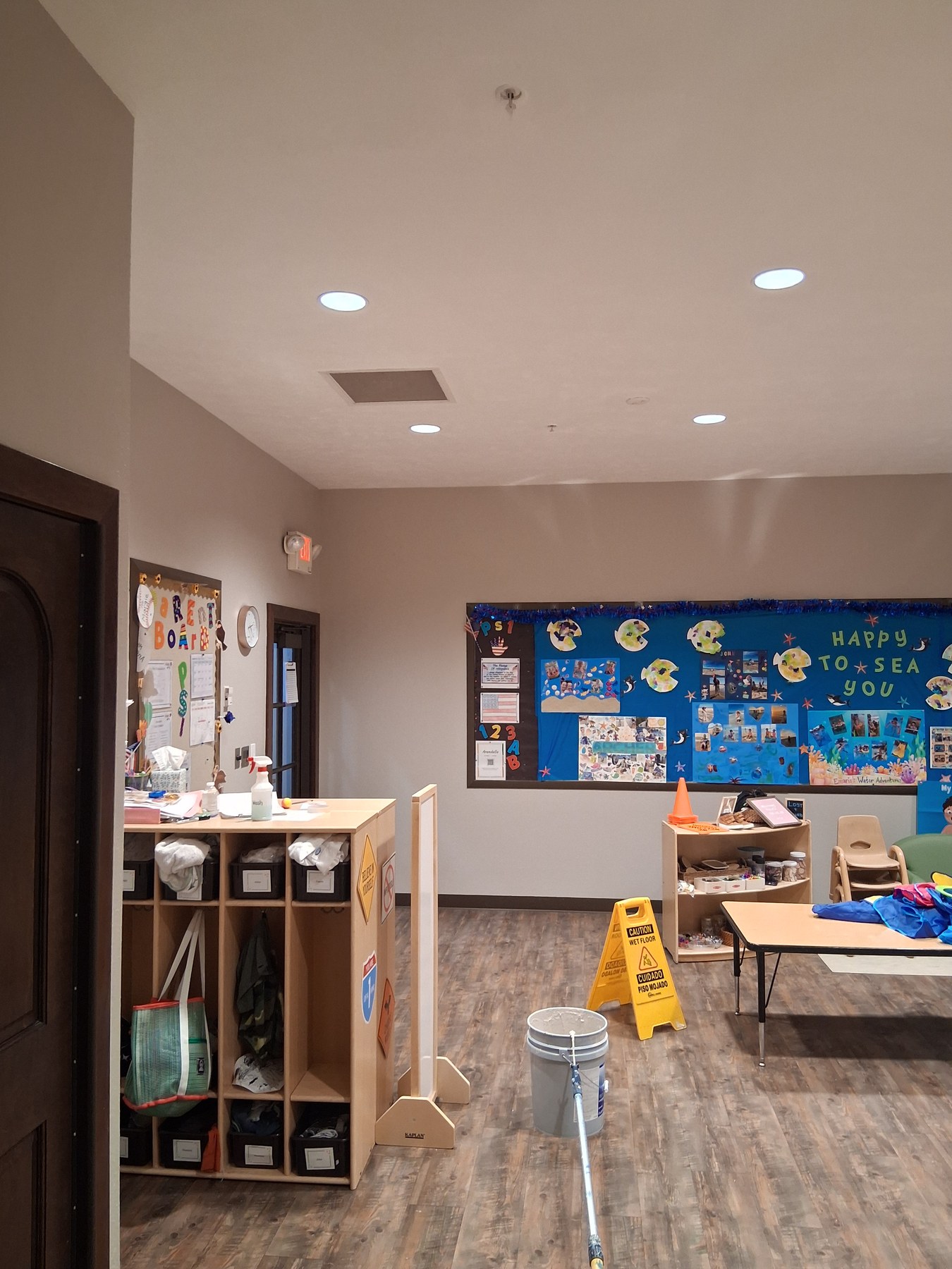 Completed classroom wall and ceiling finish