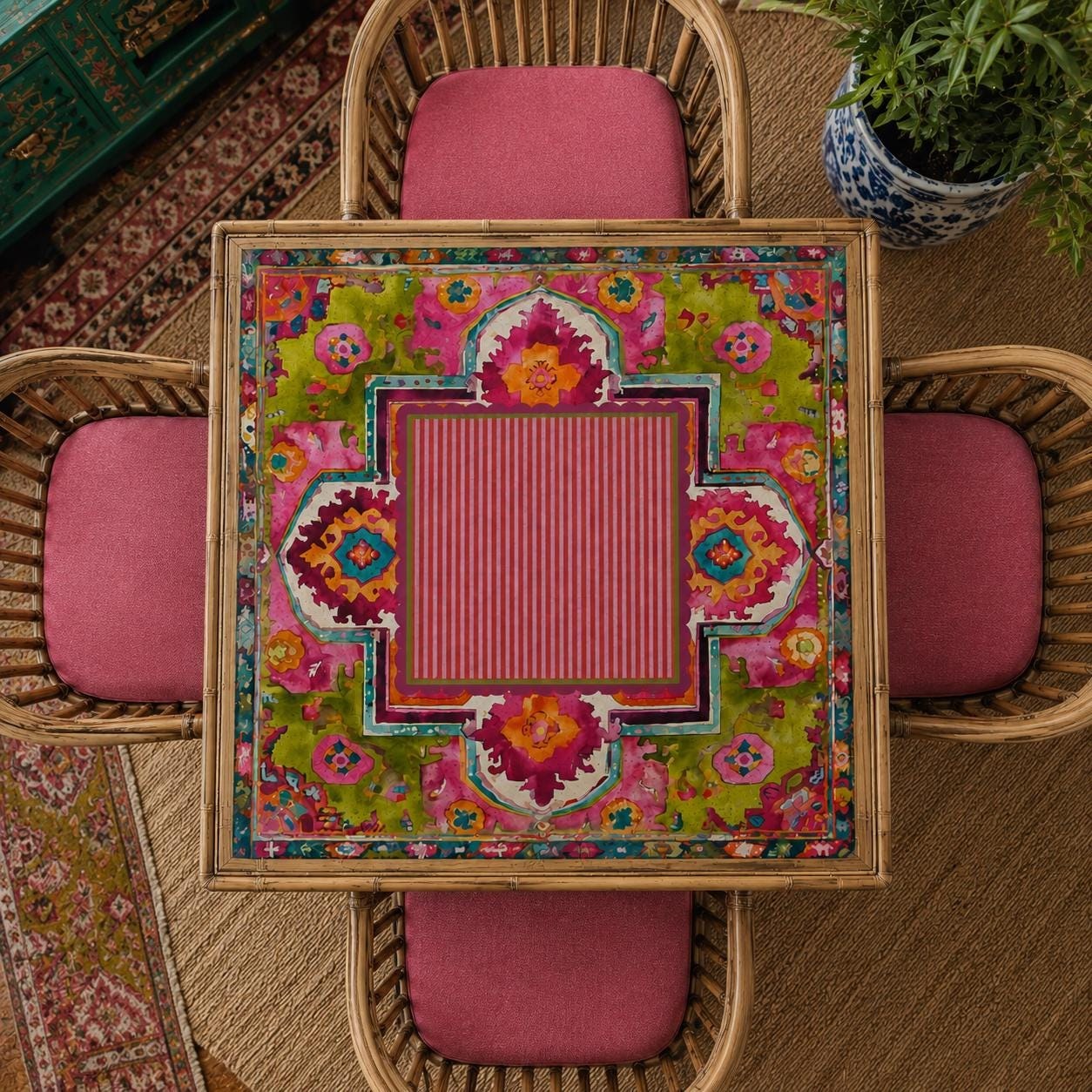 Mahjong Dopamine Rug Simple Center Game Mat, view 2