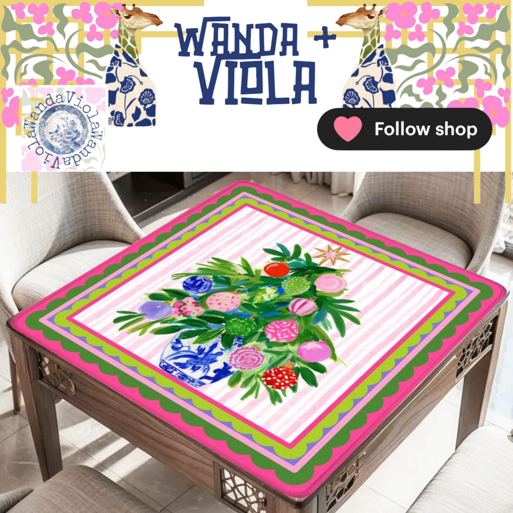 Mahjong Chinoiserie Christmas Tree Game Mat, view 4