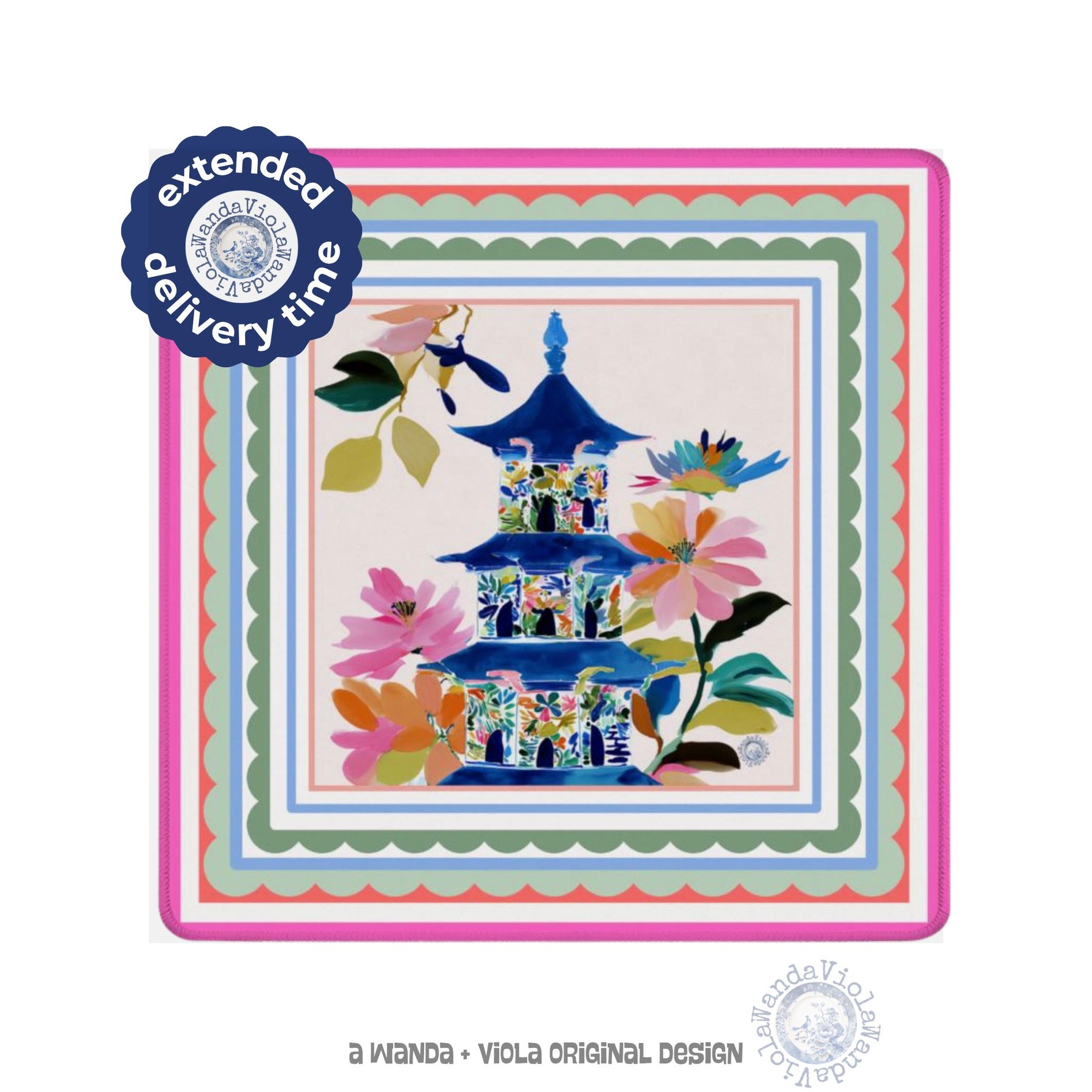 Mahjong Chinoiserie Pagoda Game Mat