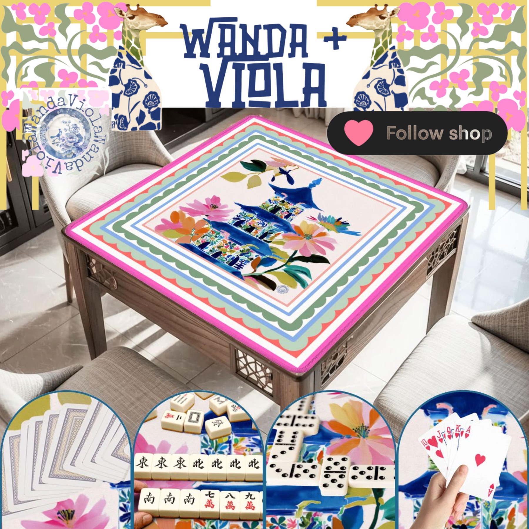 Mahjong Chinoiserie Pagoda Game Mat, view 5