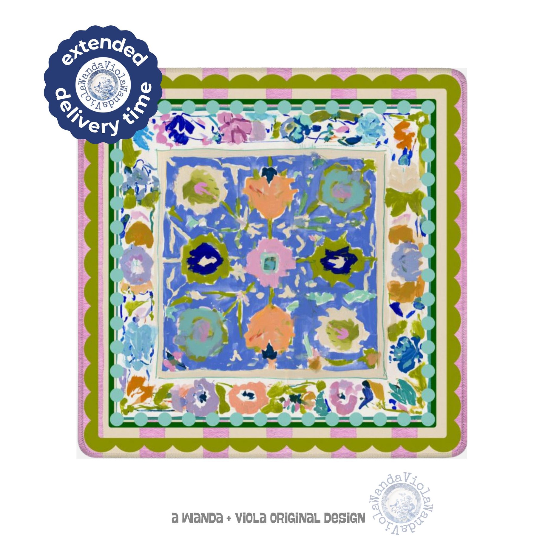 Mahjong Whimsical Floral Rug Game Mat