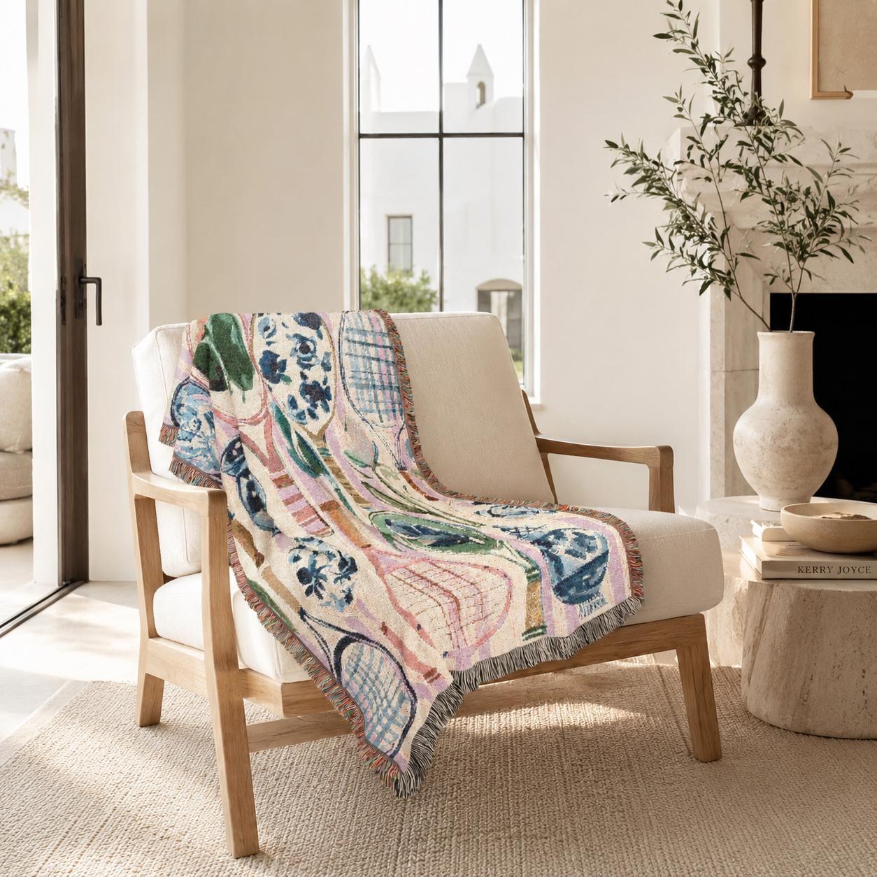 Chinoiserie Tennis Woven Throw Blanket, view 2